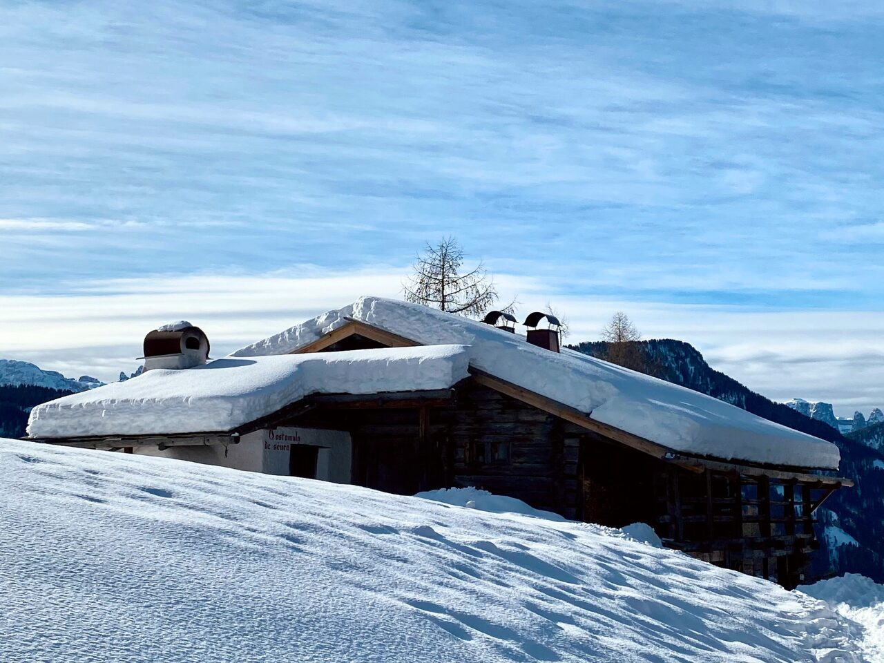 An old hut or cabin in the Val Gardena Dolomites Italy