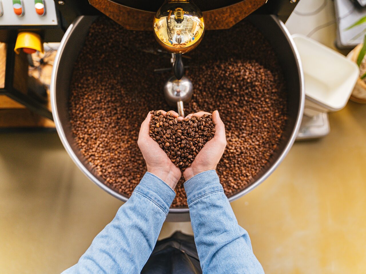 Coffee beans in a coffee grinding machine
