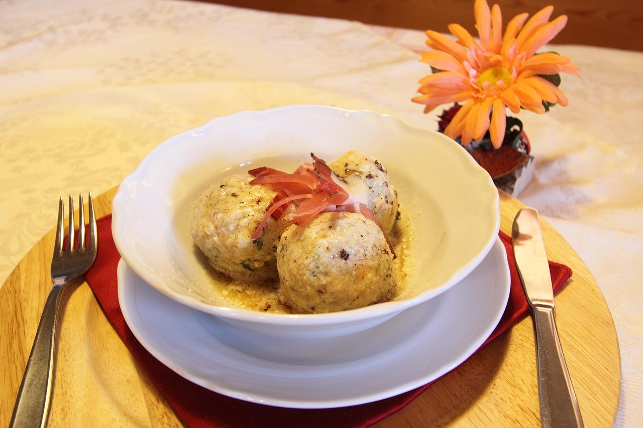 Dumplings and Speck - Italian dish