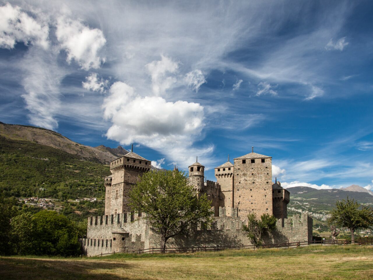 Image of Castello di Fénis or Fénis Castle in Valle d'Aosta Italy - medieval castles in Italy 