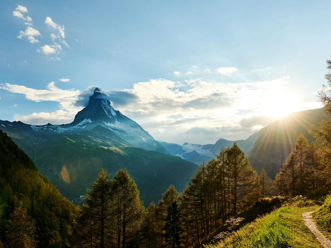 Matterhorn or Cervino during summer