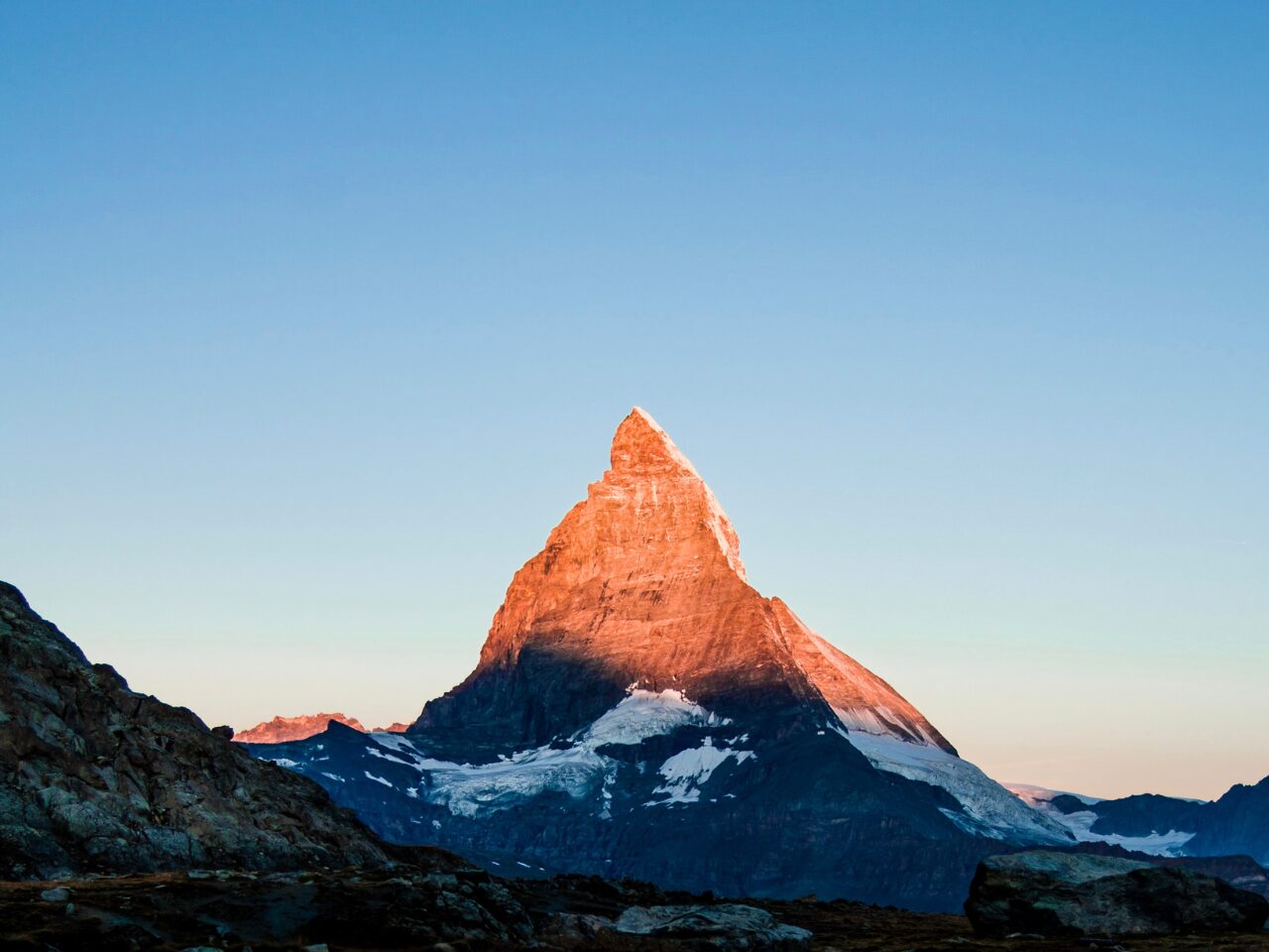 Cervino or Matterhorn peak during sunrise