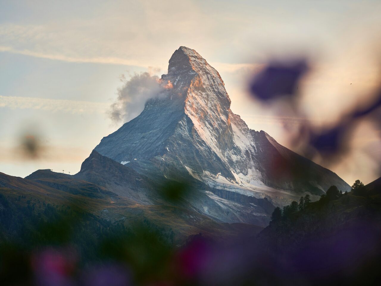Cervino or Matterhorn snow-capped peak