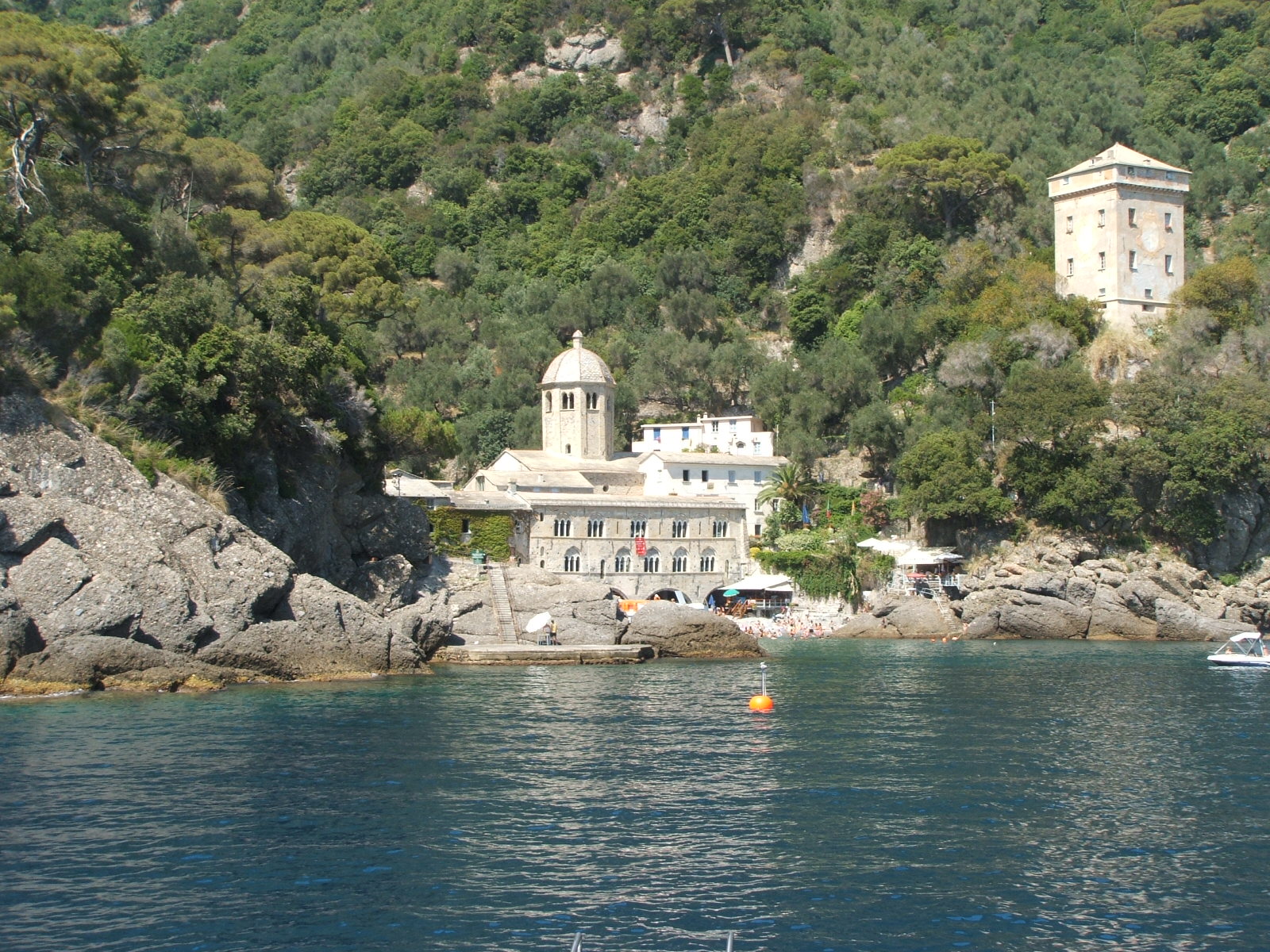 A scenic view of San Fruttuoso Abbey
