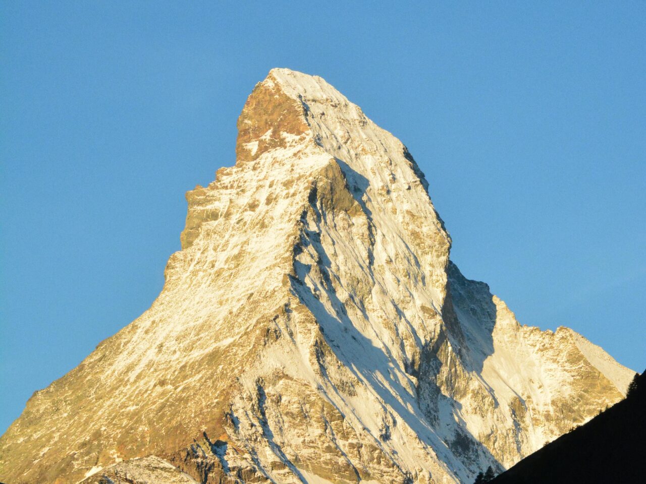 Matterhorn or Cervino peak of a mountain