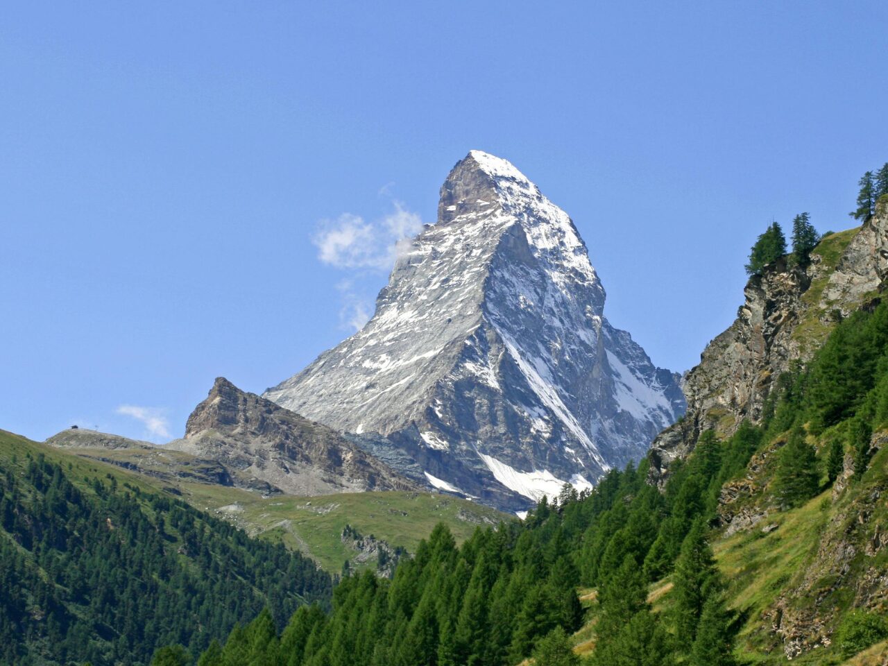 Matterhorn or Cervino snow-capped peak mountain