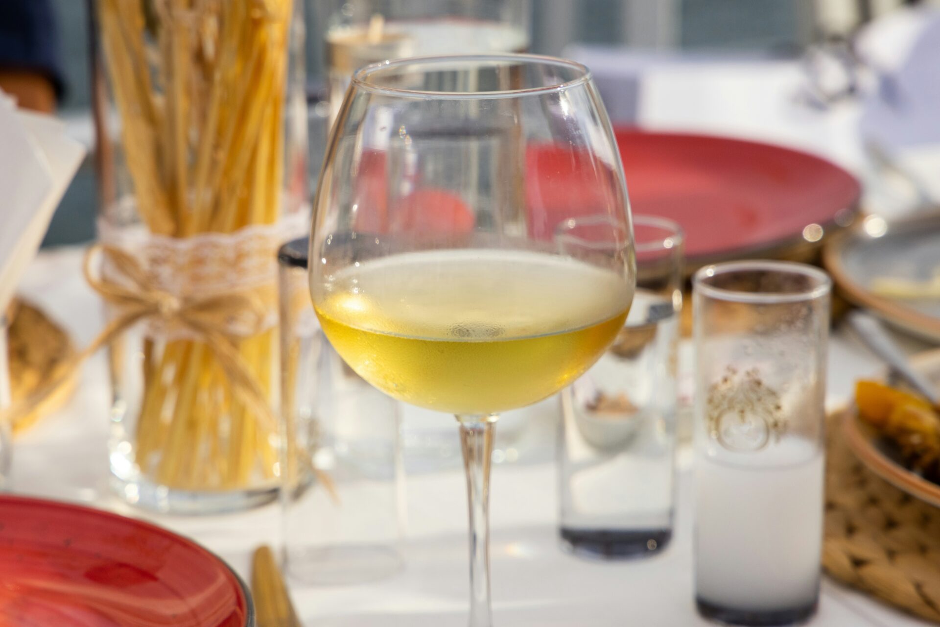 A glass of white wine