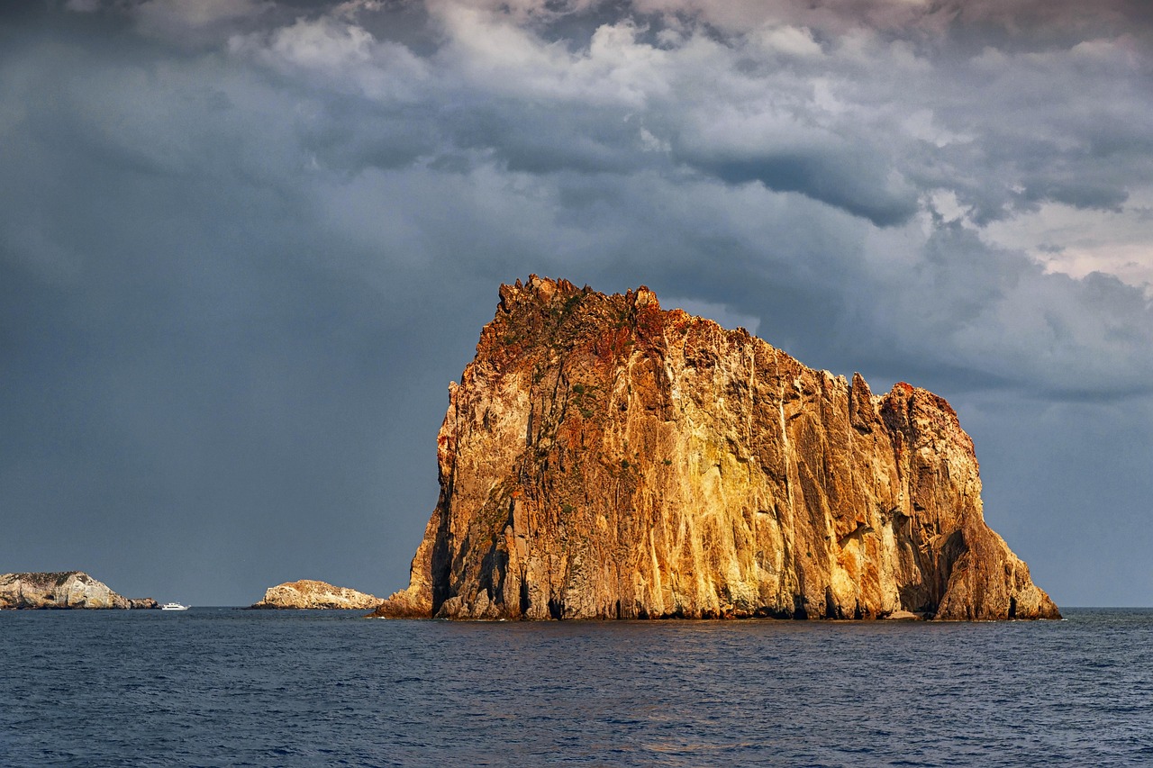 Aeolian islands, Sicily - rock island - sea cove