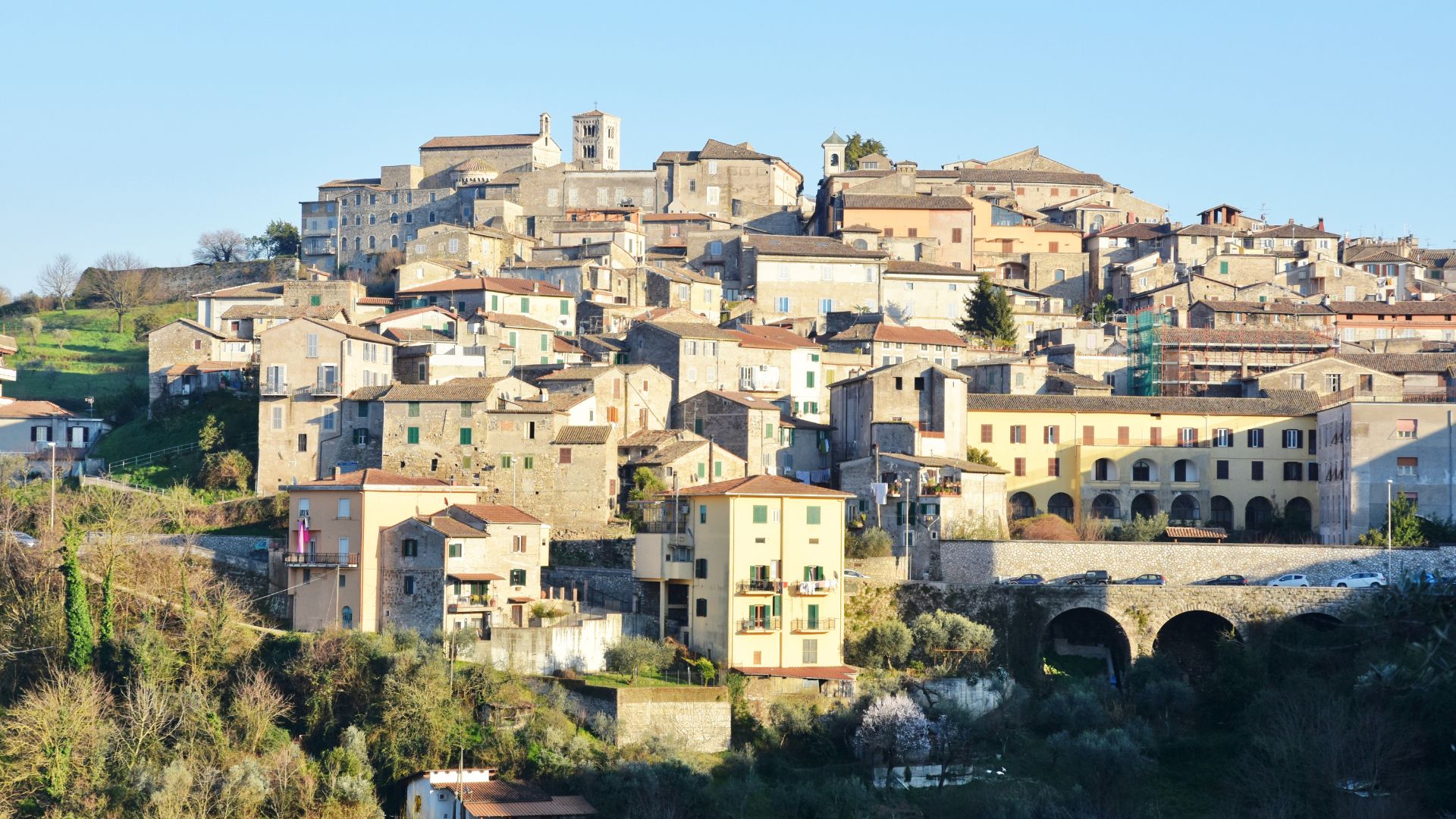 The image shows the Palace of the Popes in Anagni, Italy, also known as the "city of the Popes"