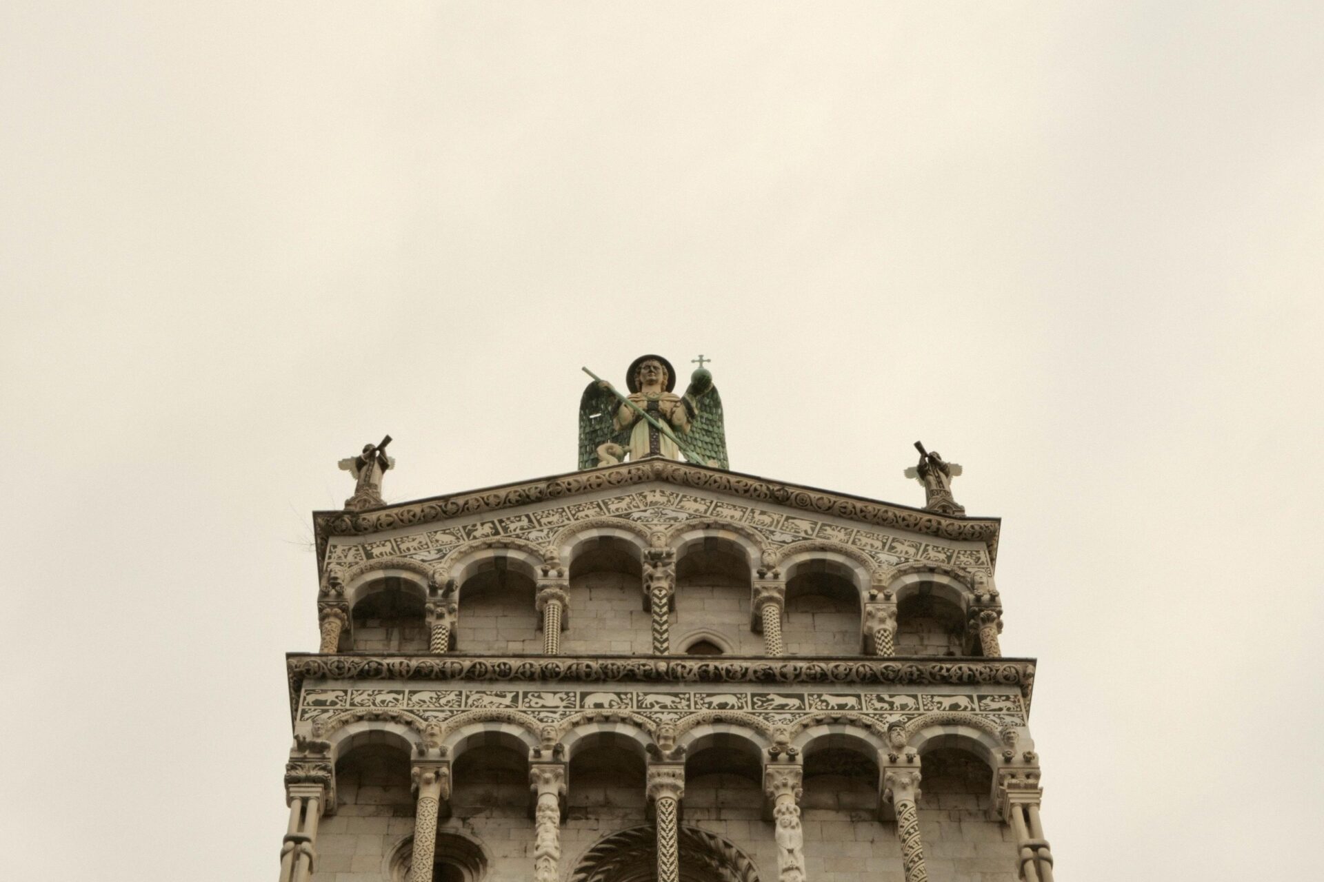 Angel Statue on Lucca Cathedral Facade