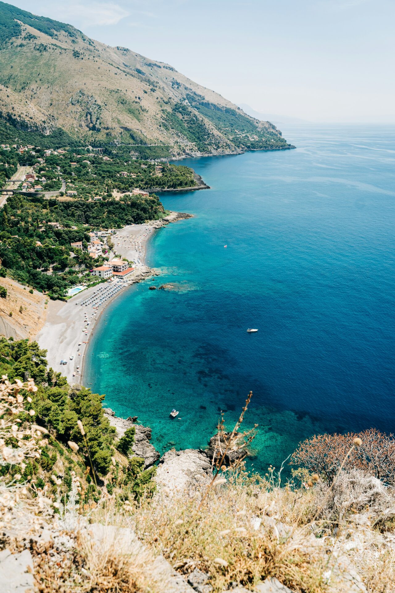A dramatic stretch of the Basilicata coastline with rocky cliffs