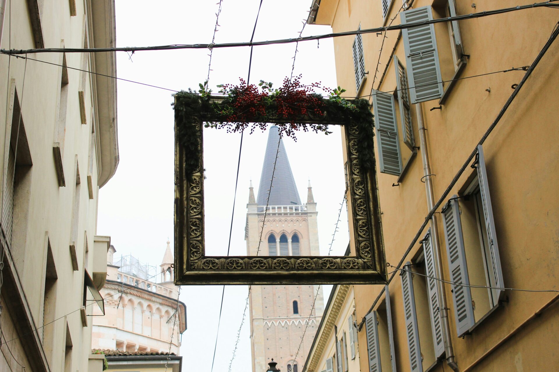 Clock tower spire Cathedral of Parma