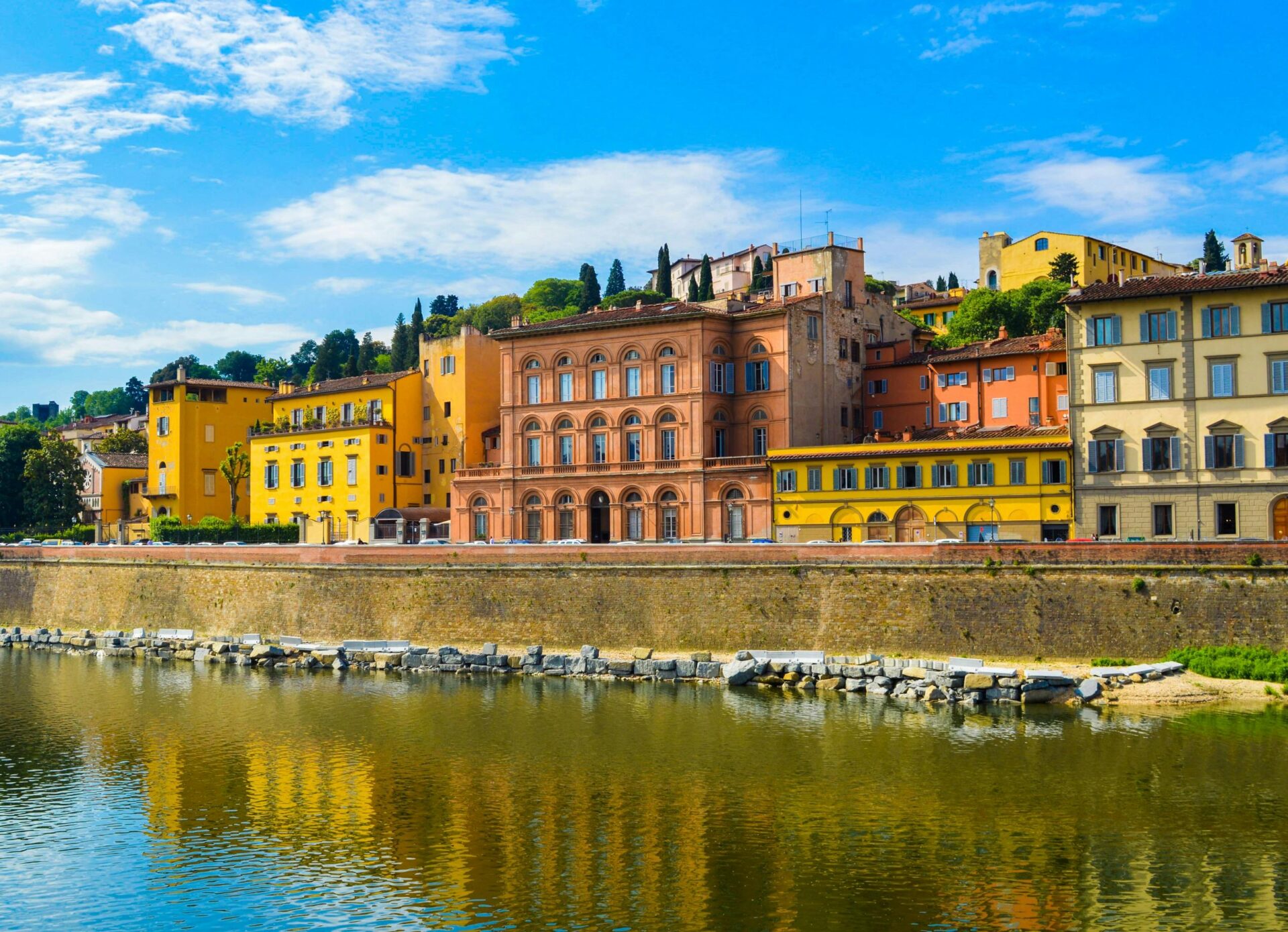 Buildings near a river in Florence Italy