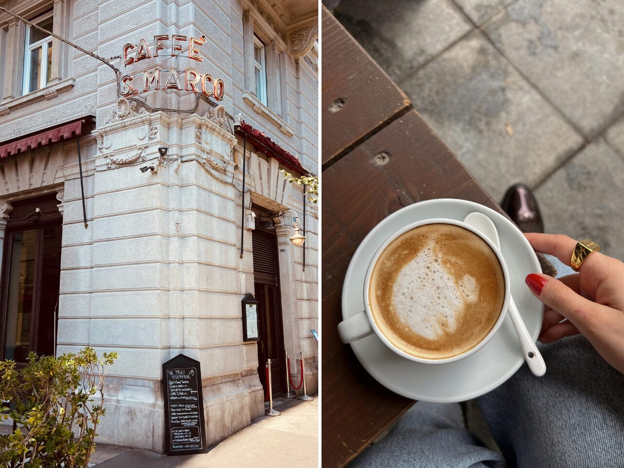 Caffè San Marco in Trieste, Italy
A cup of coffee on a table at a cafe