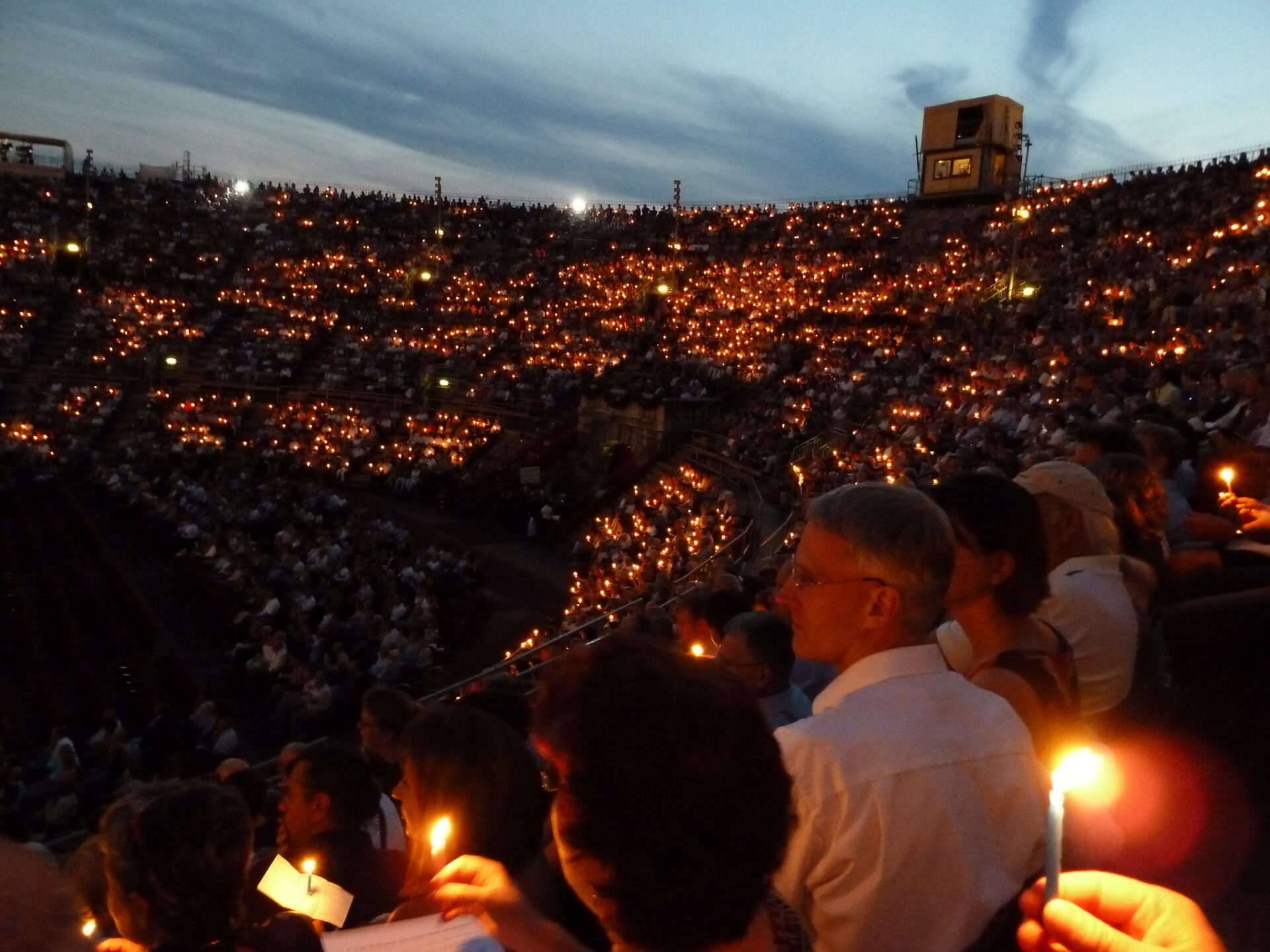Candles lit by audience in Verona arena