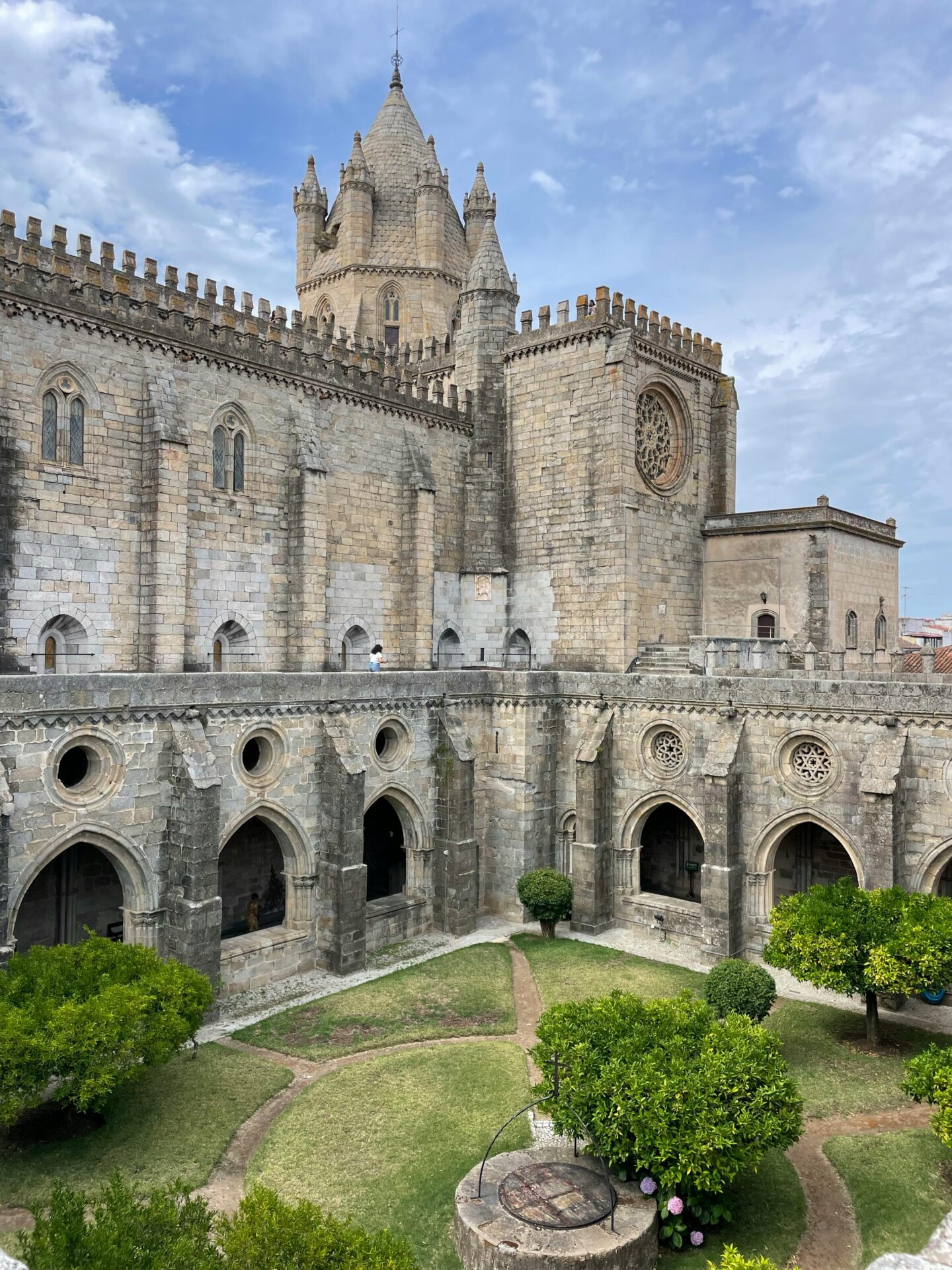 Cathedral of Evora in Portugal seen from the Courtyard