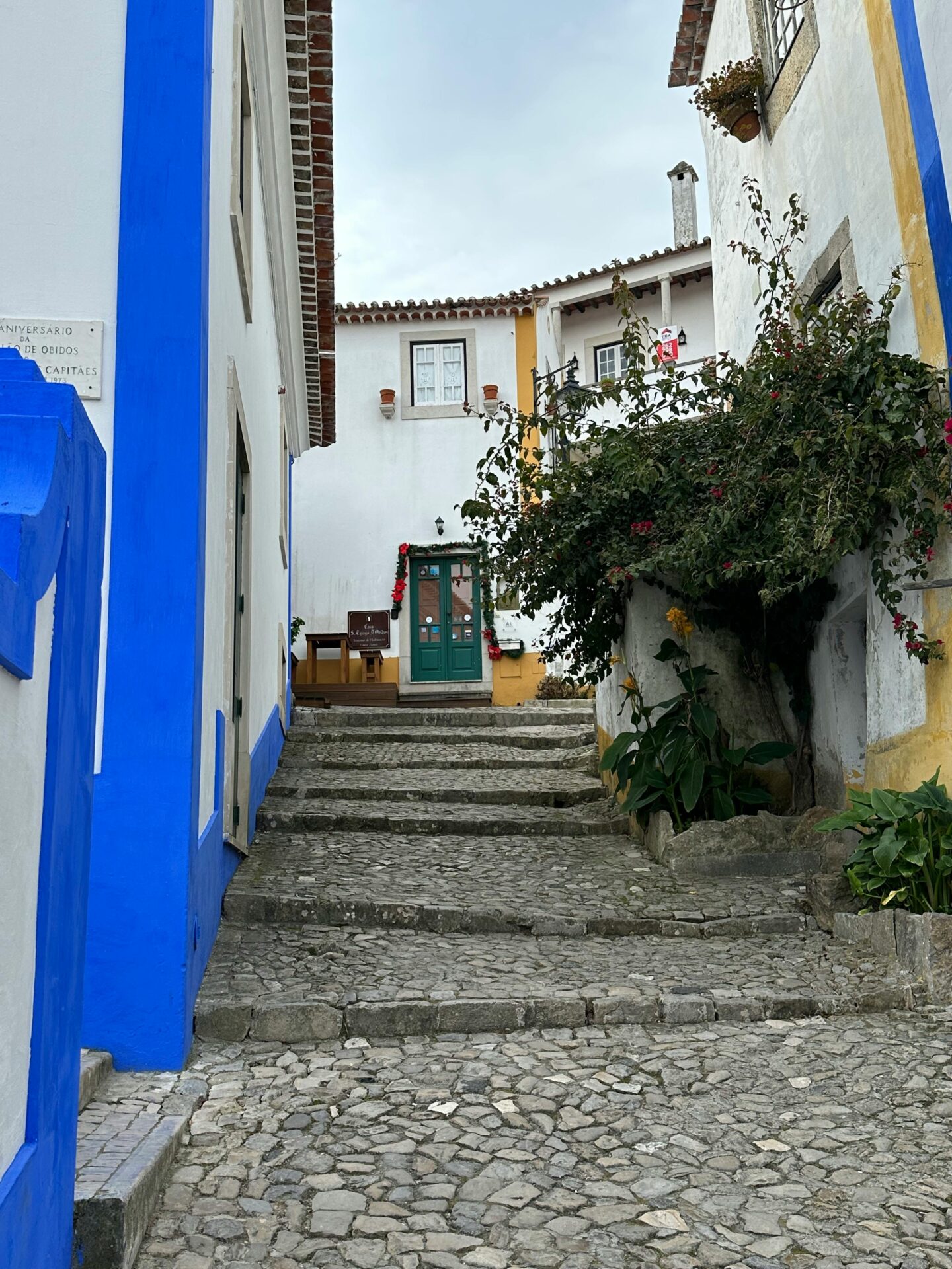 Charming Cobblestone Street in Óbidos, Portugal.