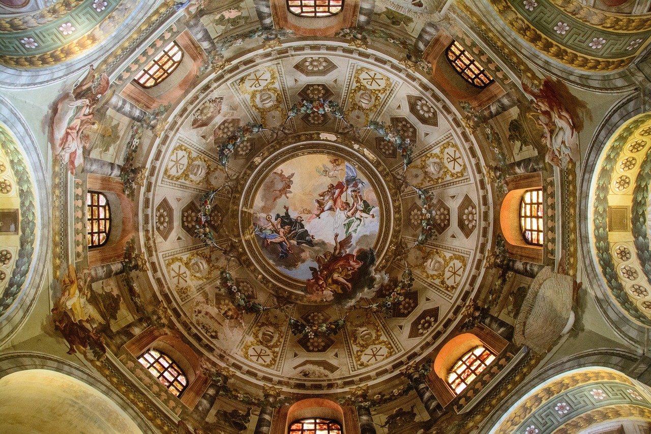 Church ceiling mosaic in Ravenna, Italy