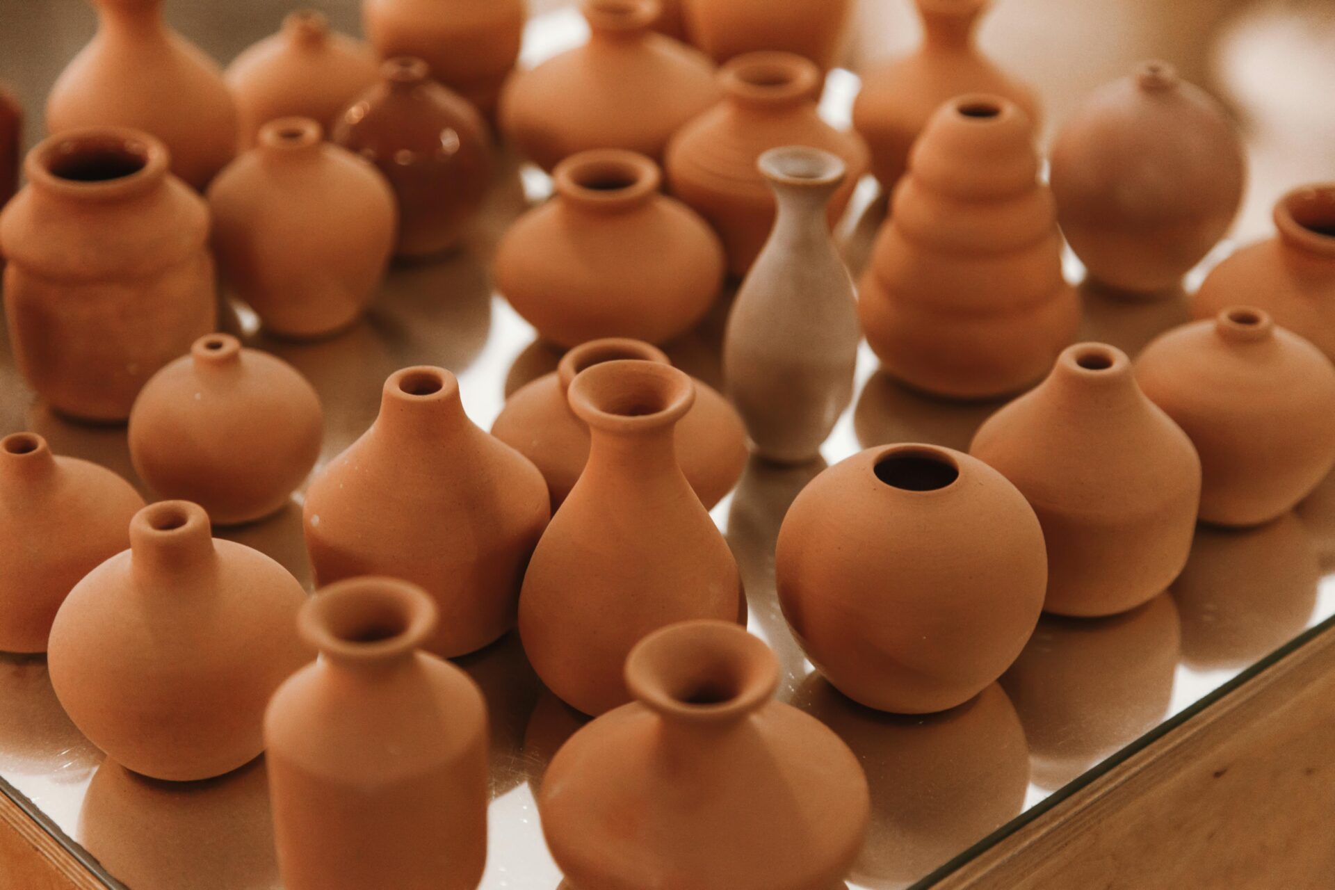 Close-up of Pottery - brown pots