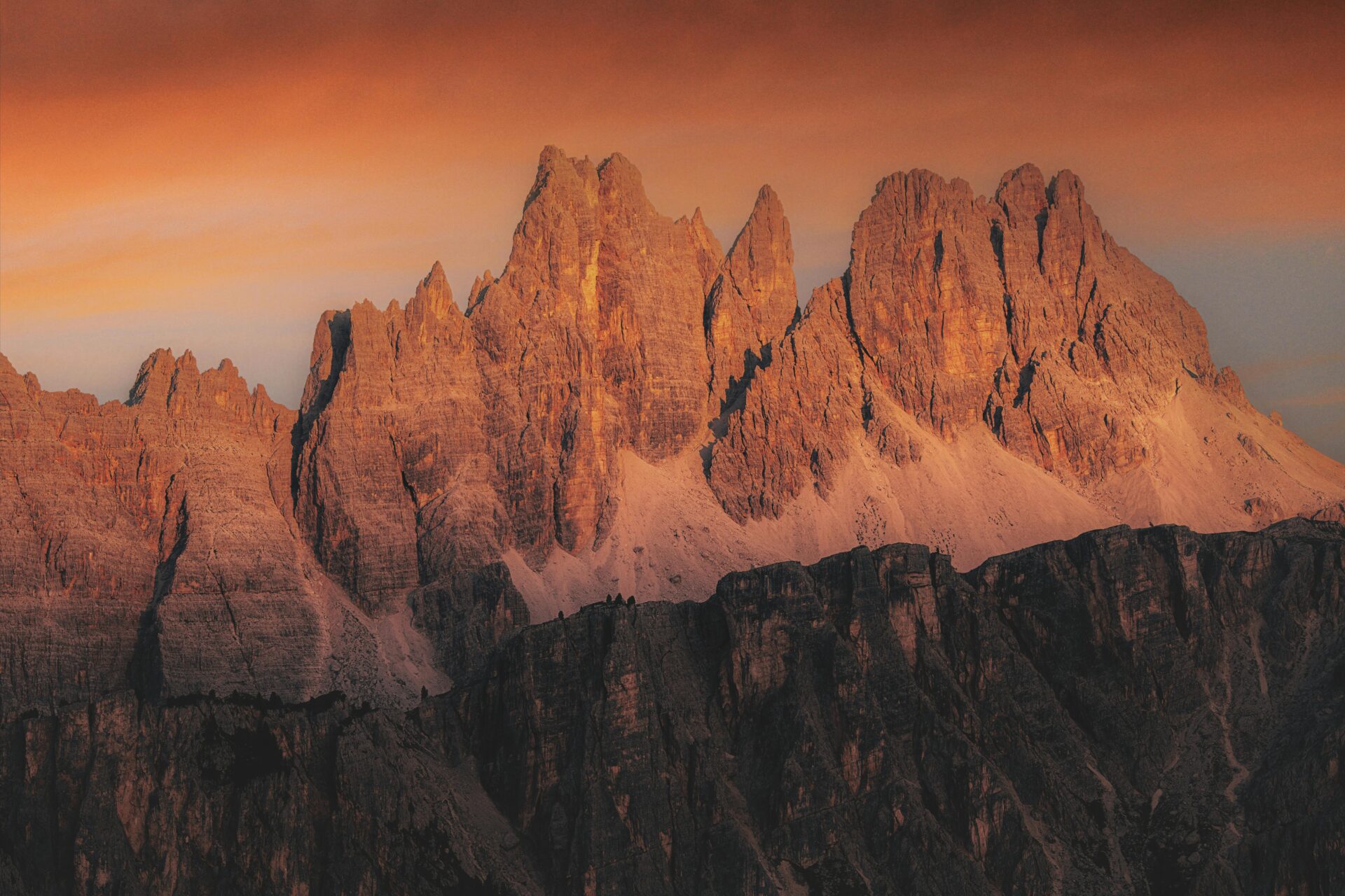 Dolomites Peaks at Sunset