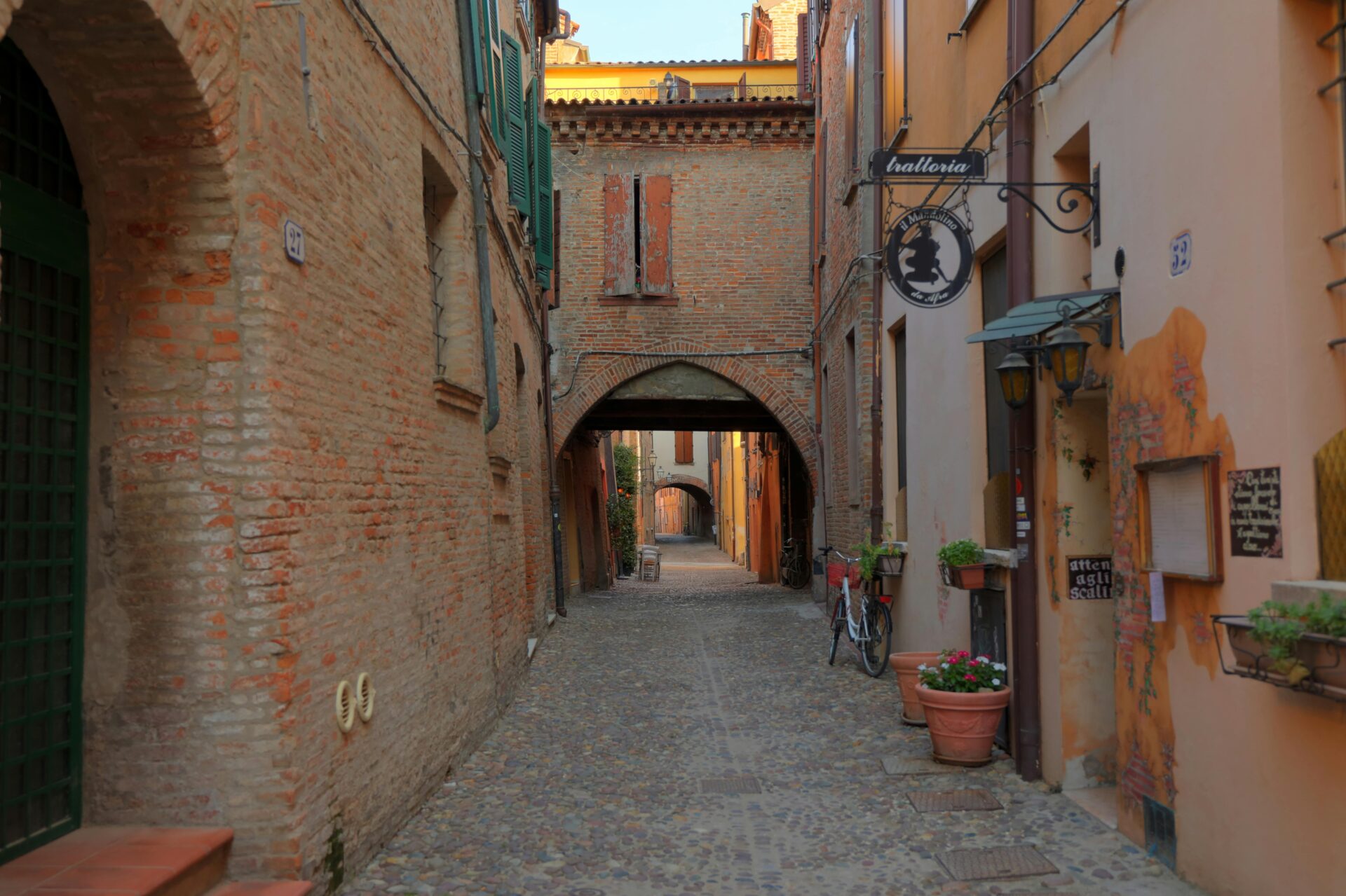 Empty Old Town Alley in Ferrara