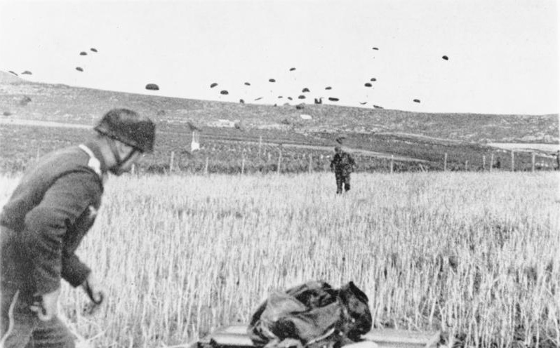 WWII-era German Fallschirmjäger paratroopers in uniform