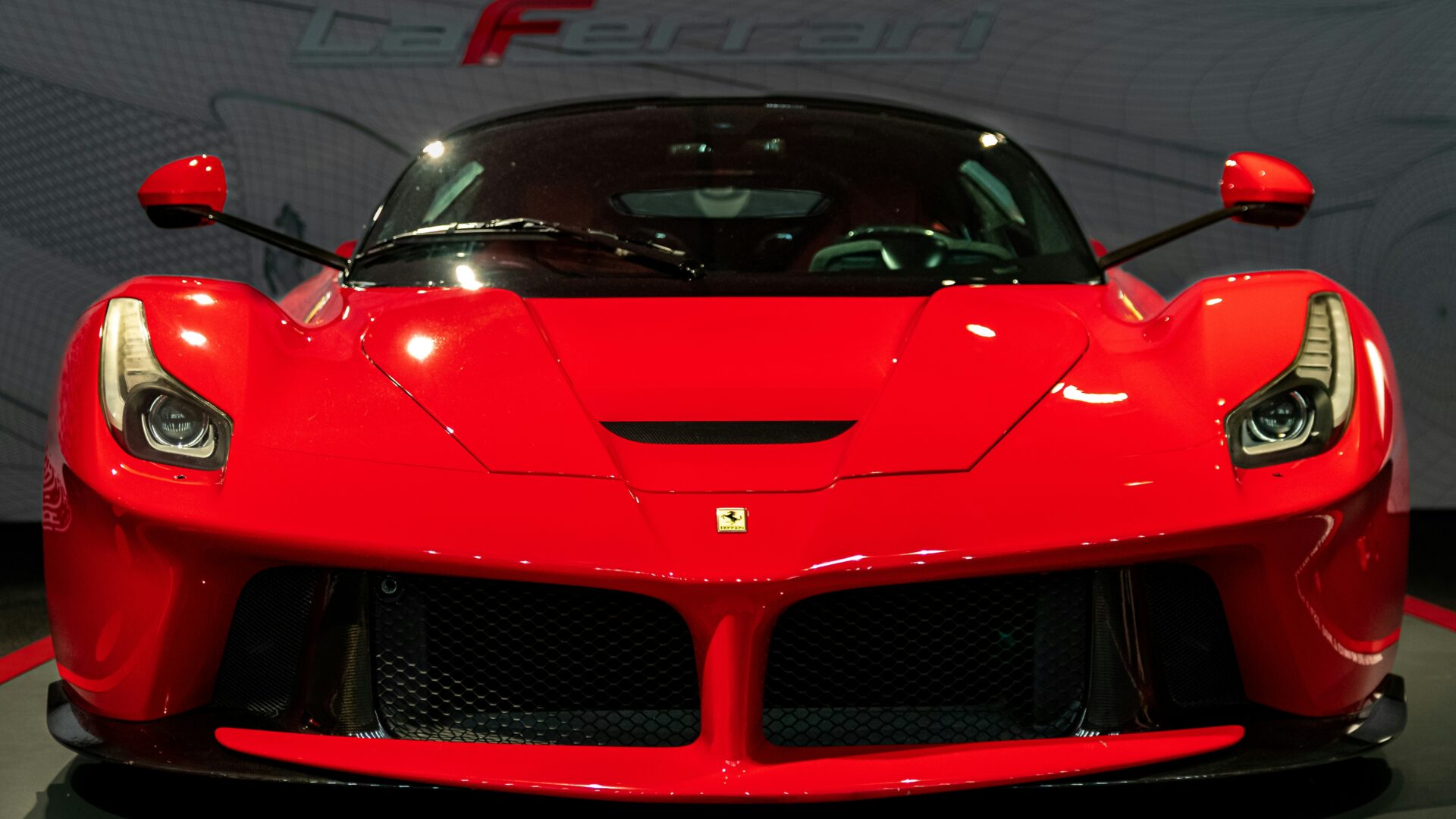 A red Ferrari car at Ferrari Museum in Modena Italy