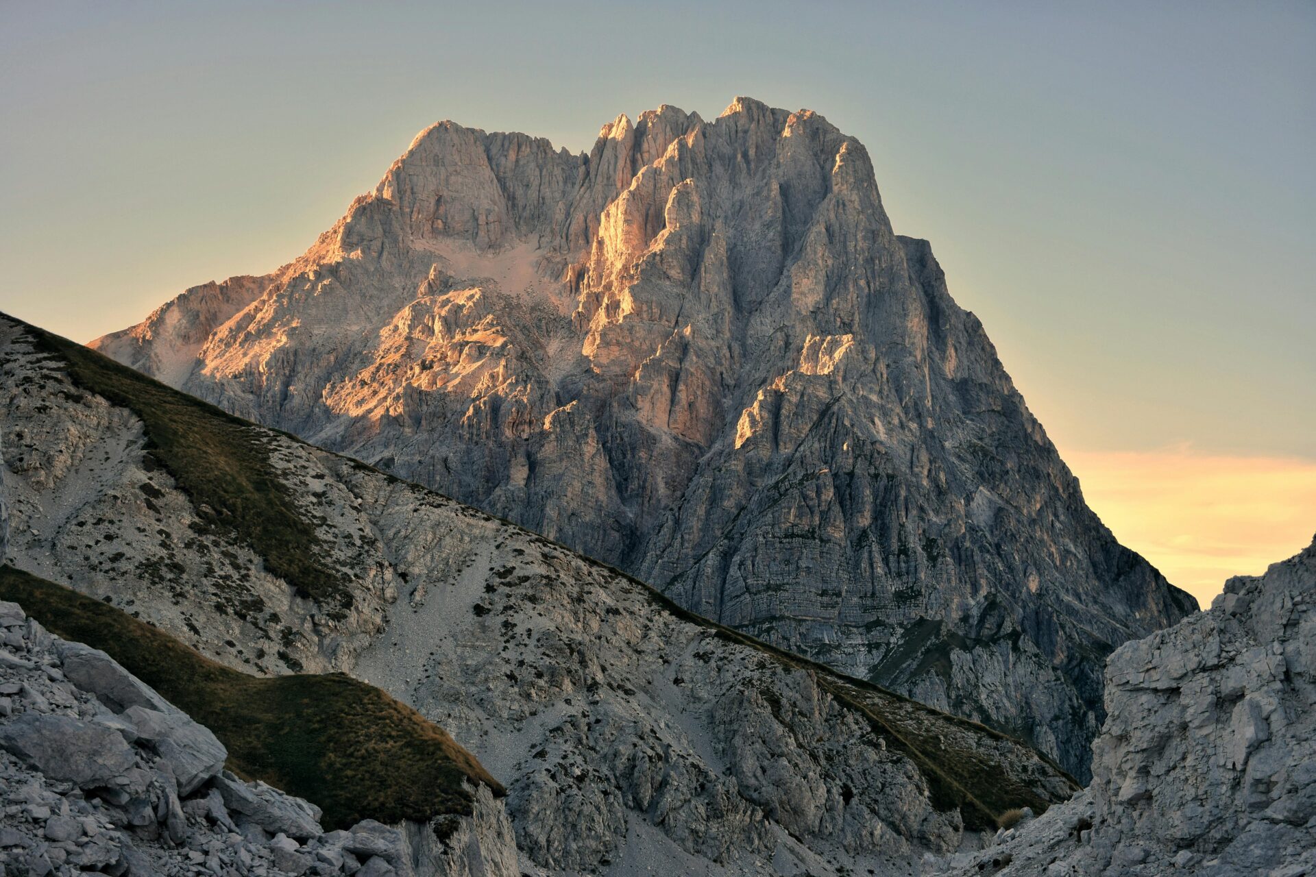 Majestic view of Gran Sasso mountain in the Apennines,