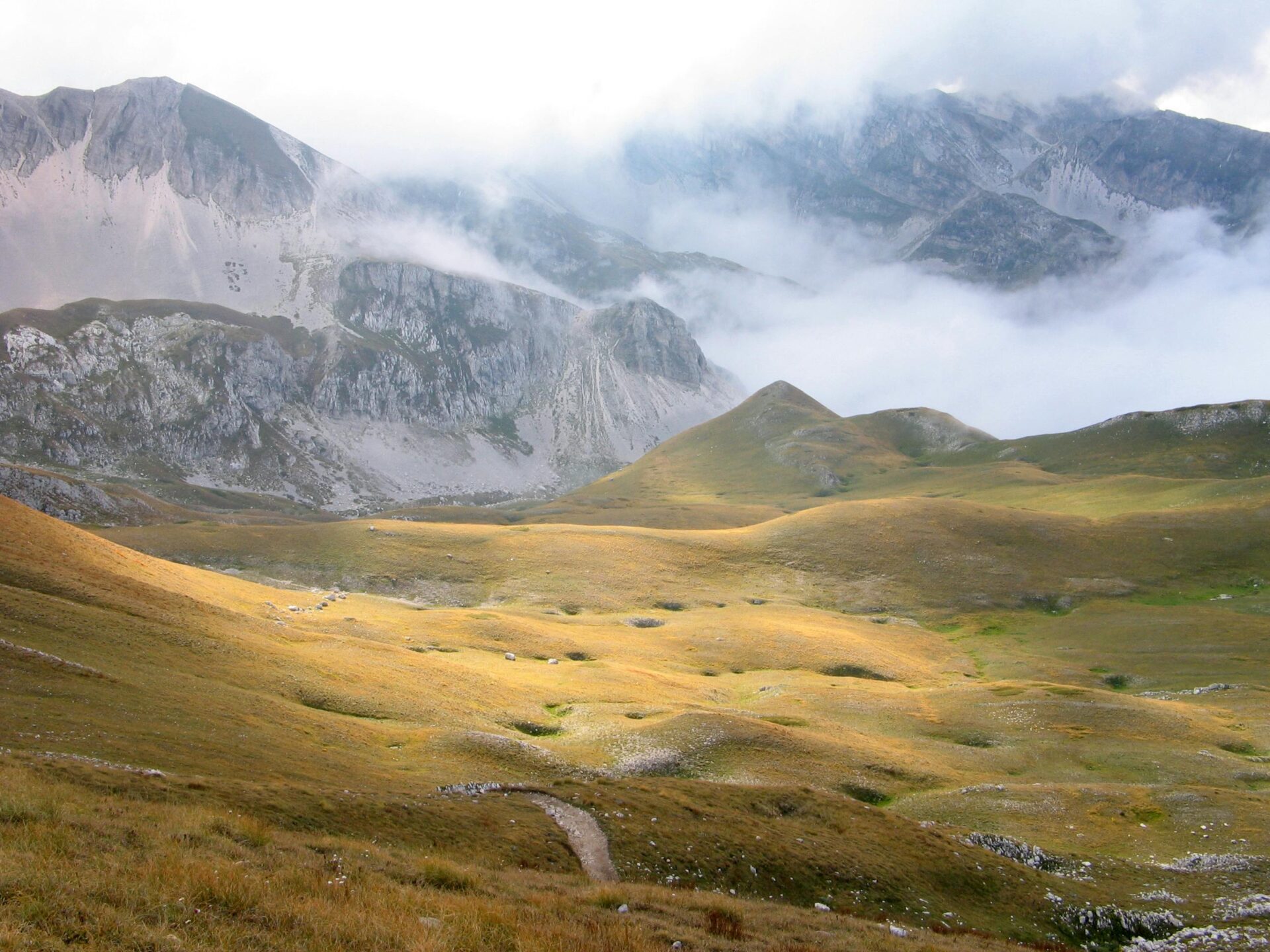 Majestic view of Gran Sasso mountain in the Apennines,