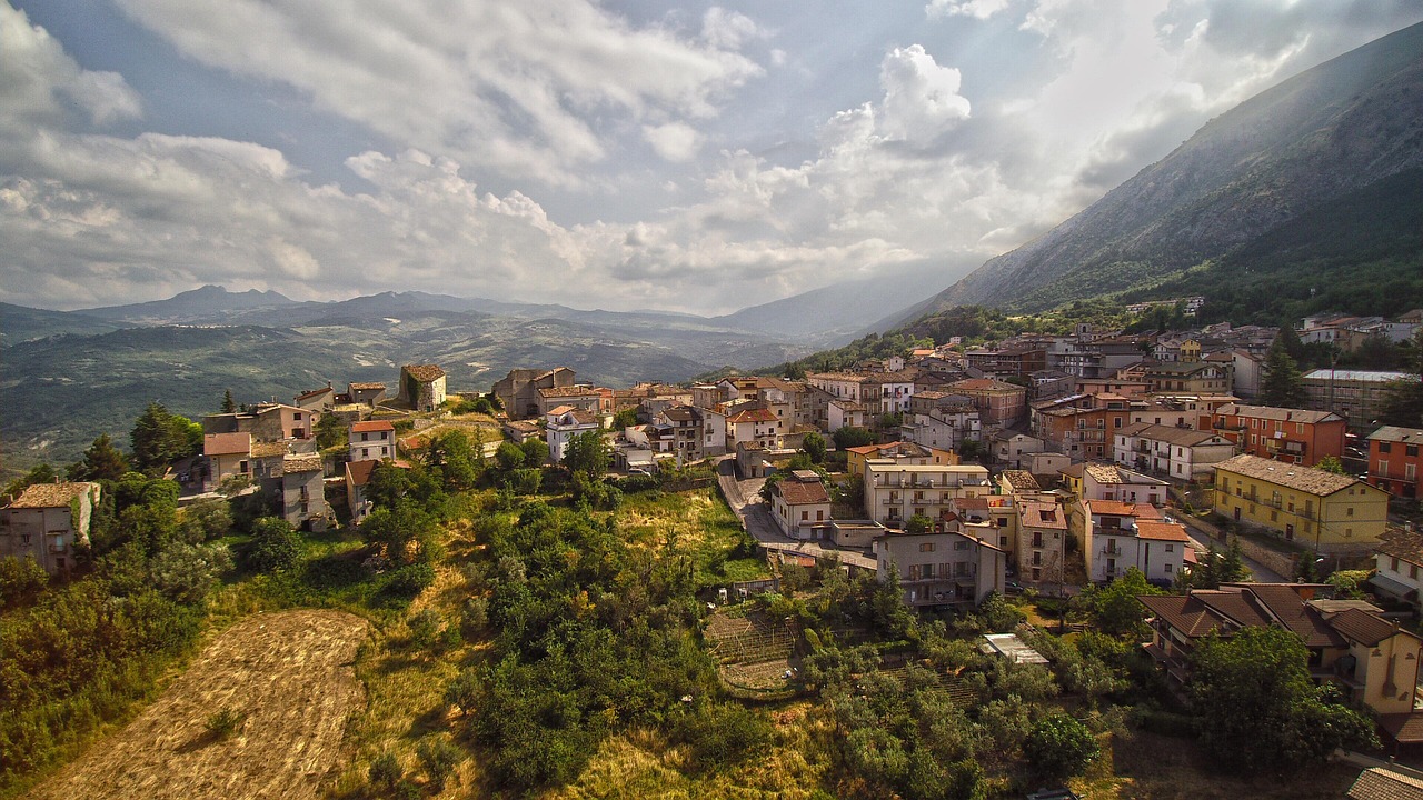 Hilltop village houses in Abruzzo