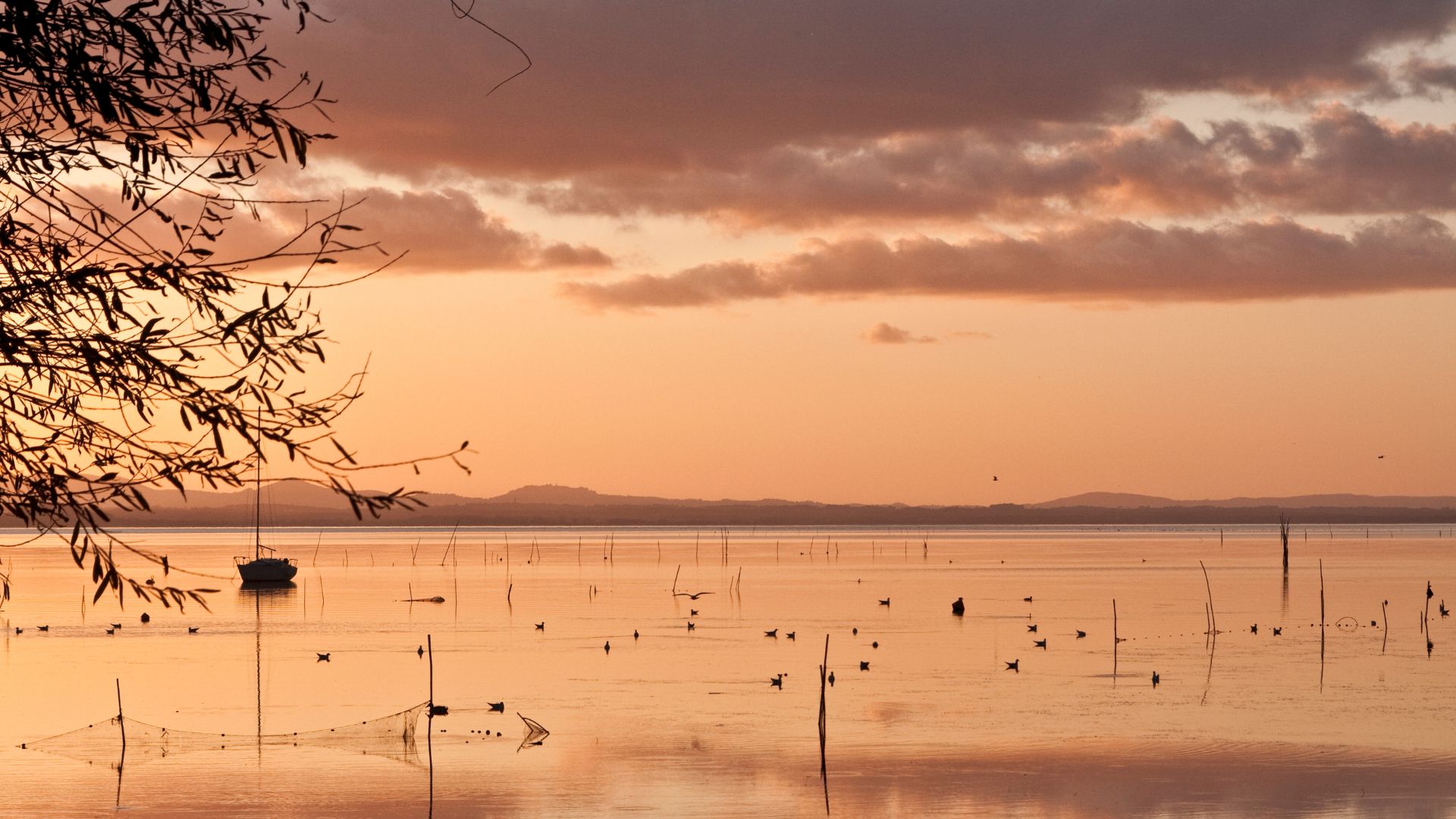 The image shows Lago Trasimeno (Lake Trasimeno) in the northwest corner of Umbria, Italy.