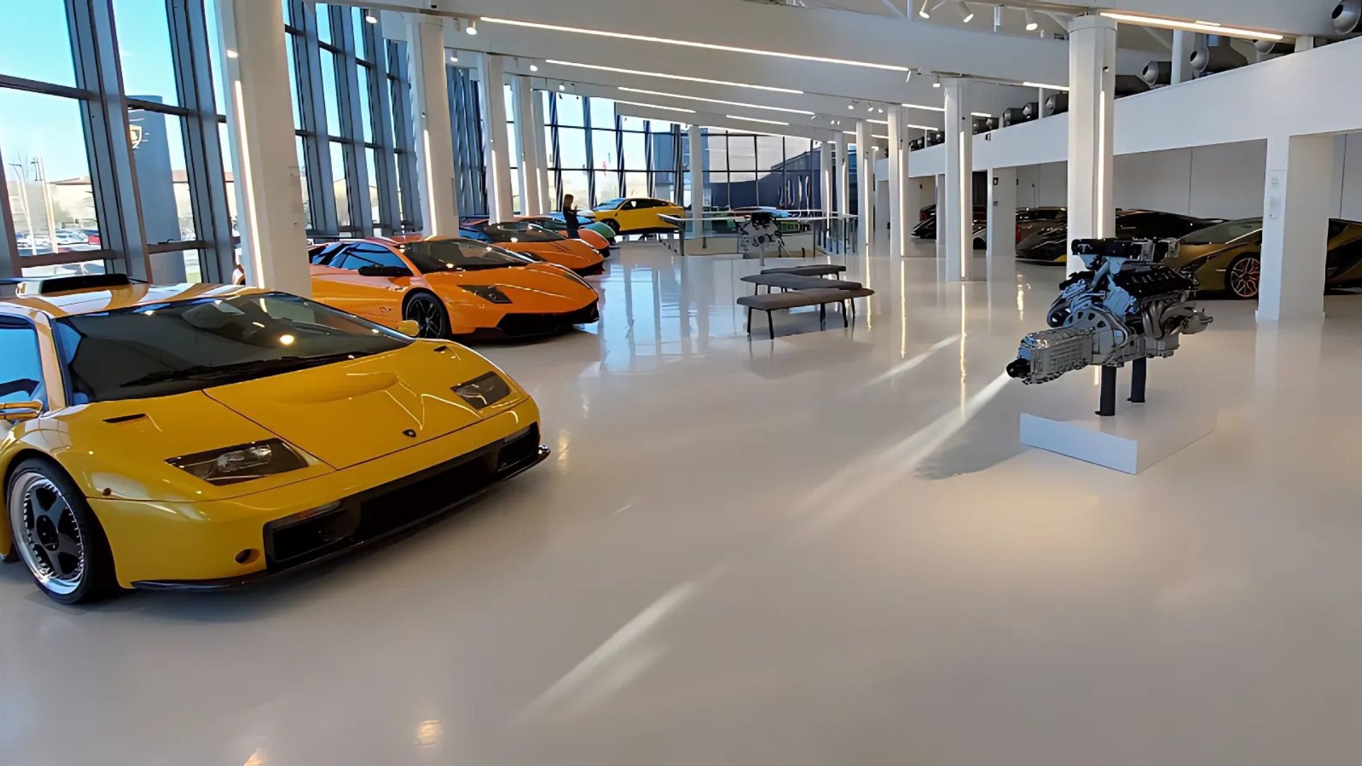 Image of cars in Lamborghini Museum in Sant'Agata Bolognese.
