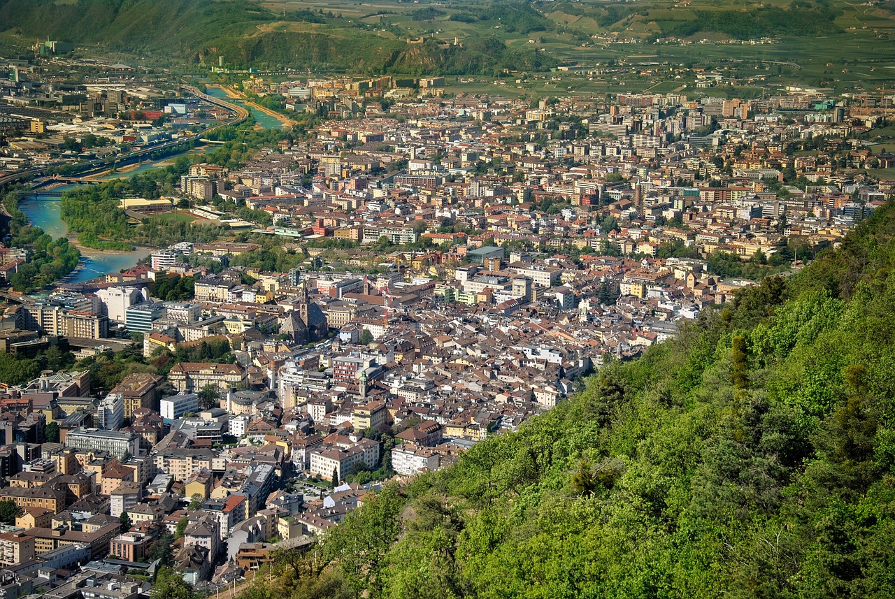 Landscape view of a city of Bolzano in the South Tyrol North Italy