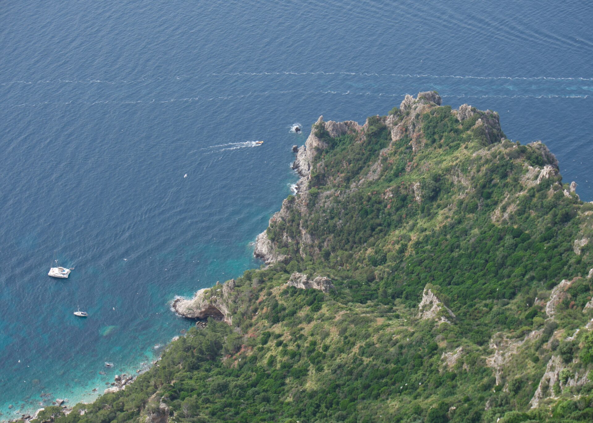 Monte Solaro towering over Capri, with panoramic views of the sparkling Tyrrhenian Sea