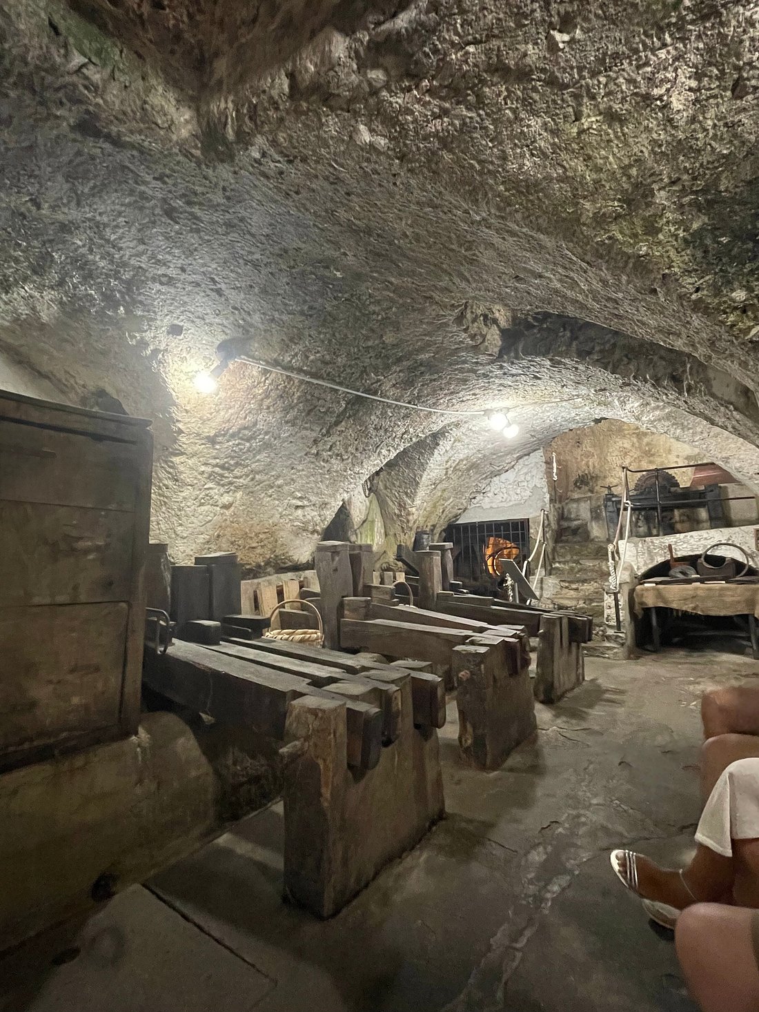 Historic paper-making machines inside the Museo della Carta in Amalfi, Italy.