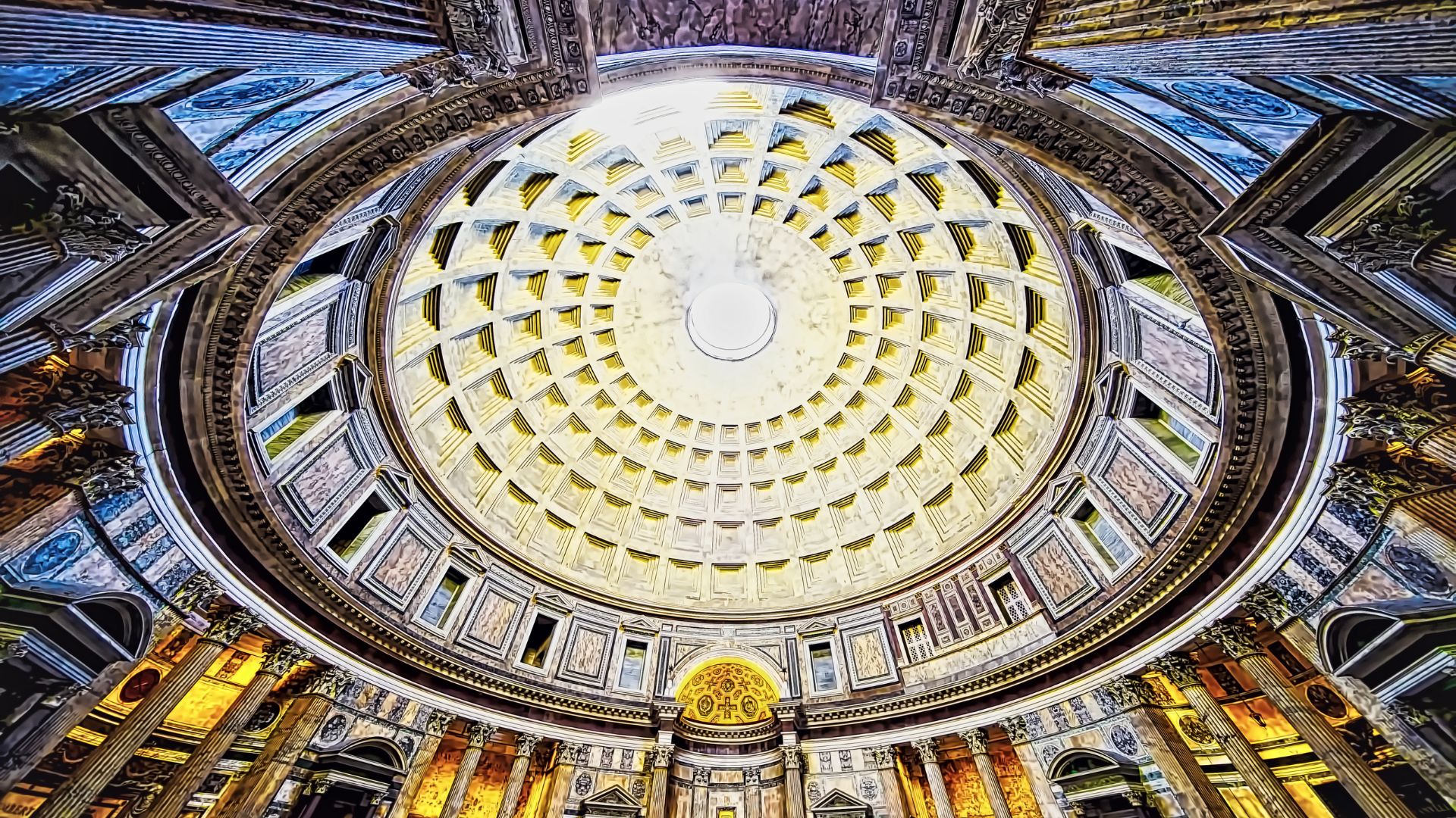 Image shows the Oculus of the Pantheon in Rome