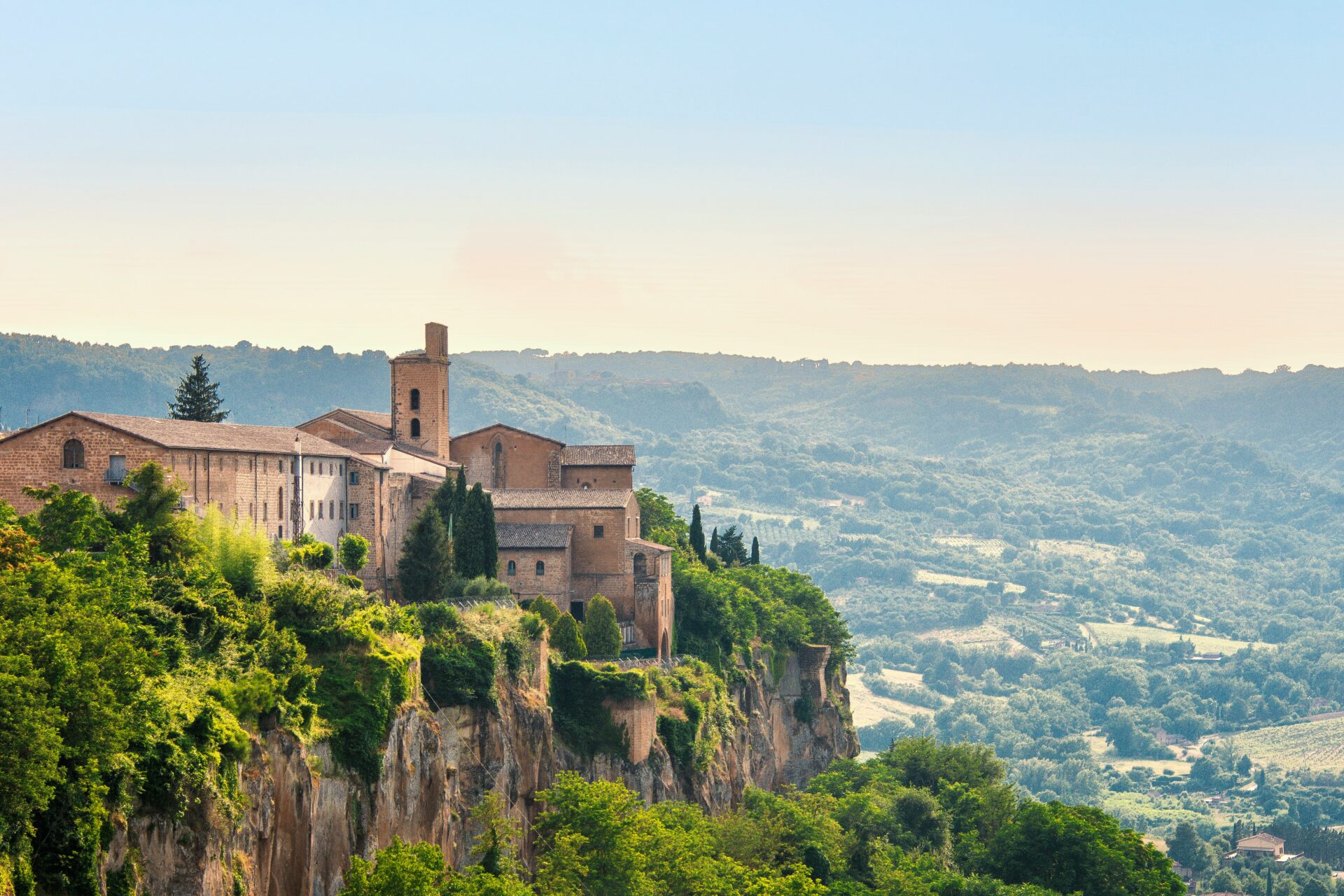 Orvieto - village houses or villa perched on a cliff