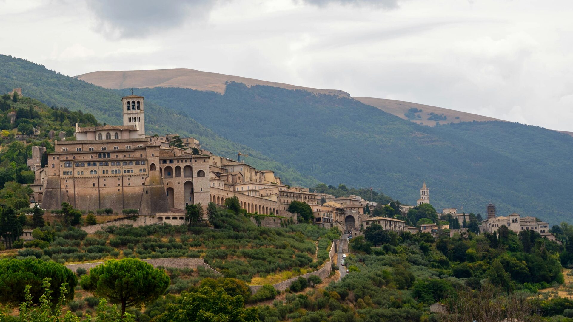Scenic landscape view of Assisi, Italy