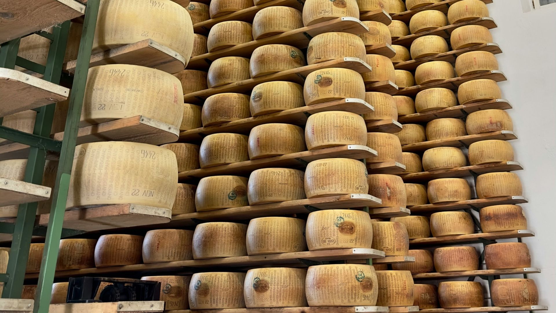 An image of a Parmigiano Reggiano cheese cellar.