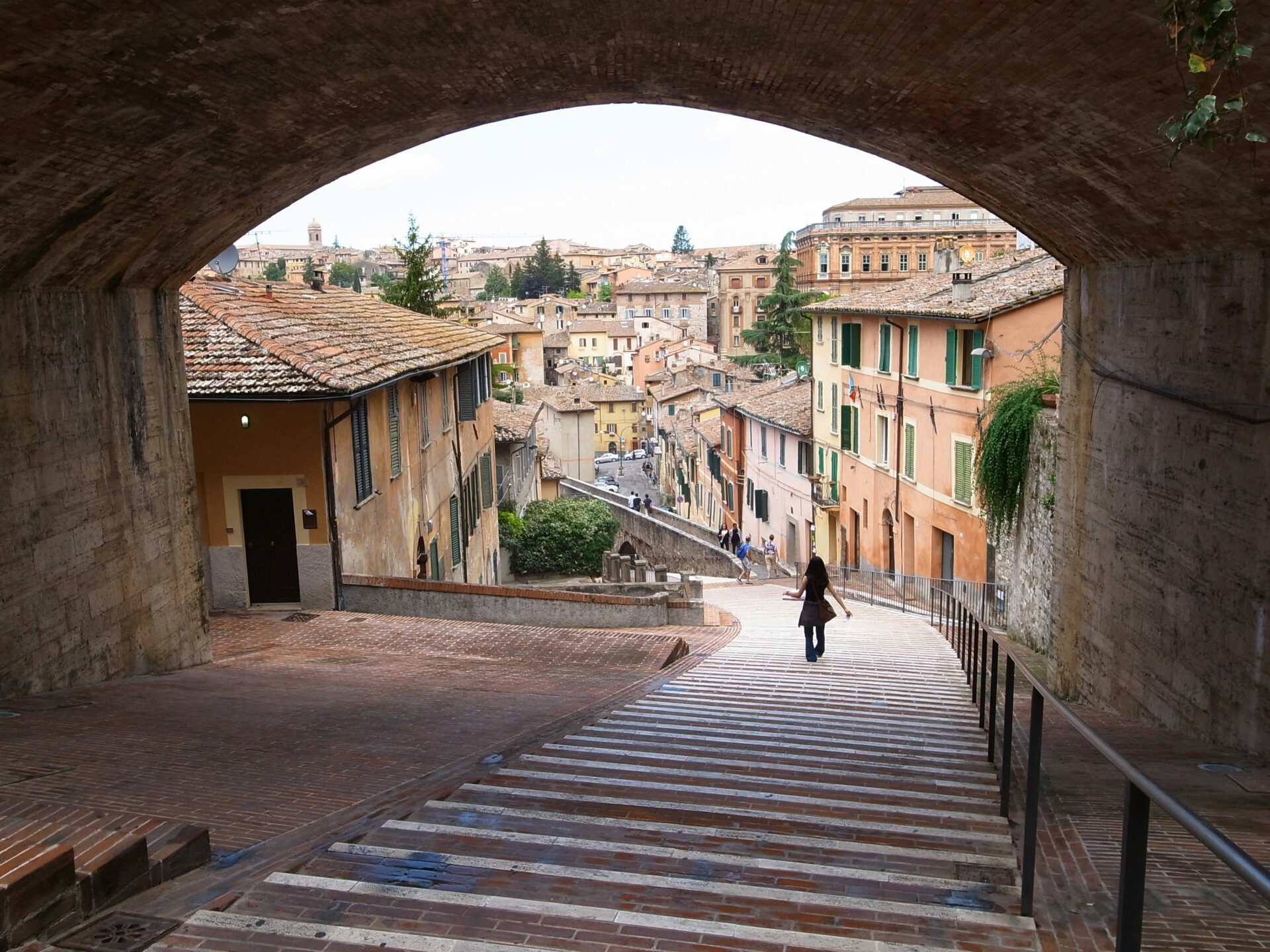 Ancient stone stairs in the underground passages of Perugia, Italy