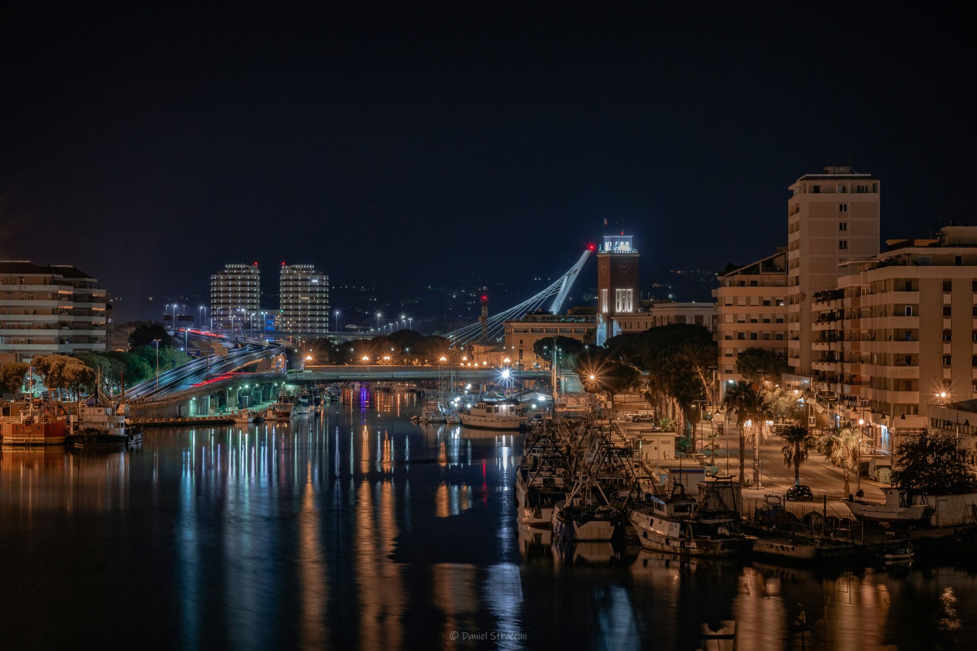 Night view of Pescara illuminated by city lights
