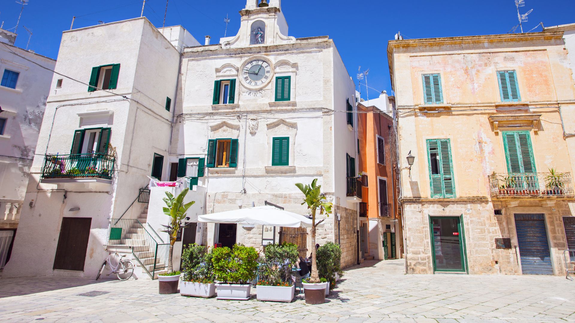 Image shows the Polignano a Mare, Italy. 