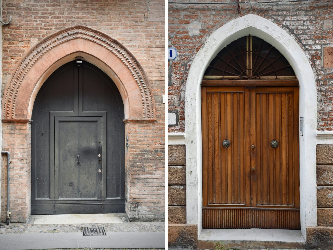 Portals or doors in the buildings of Ferrara - medieval or Renaissance architecture