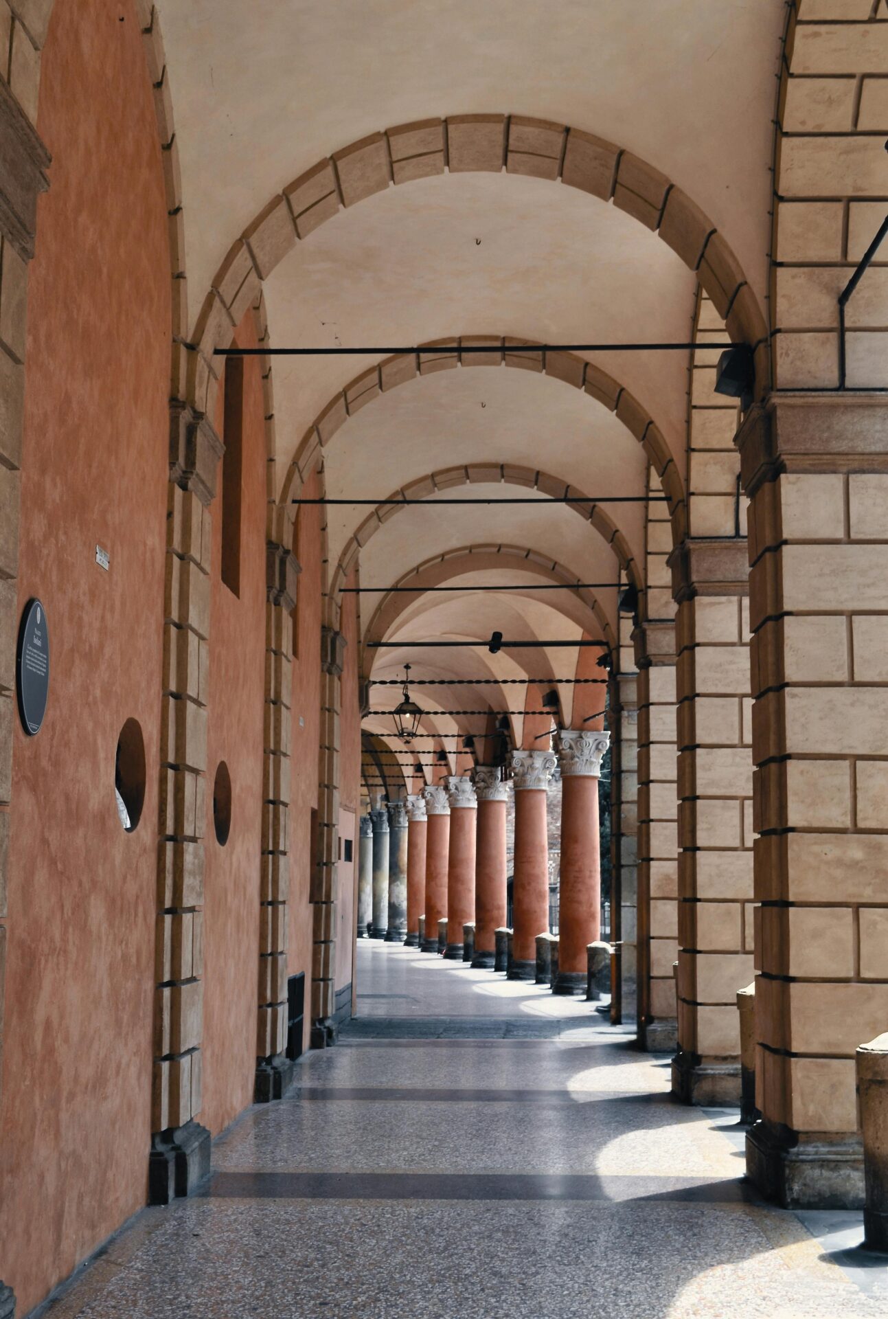 Portico di San Luca in Bologna, Emilia-Romagna, Italy, showcasing the historic covered walkway with its iconic arches leading to the Sanctuary of the Madonna di San Luca