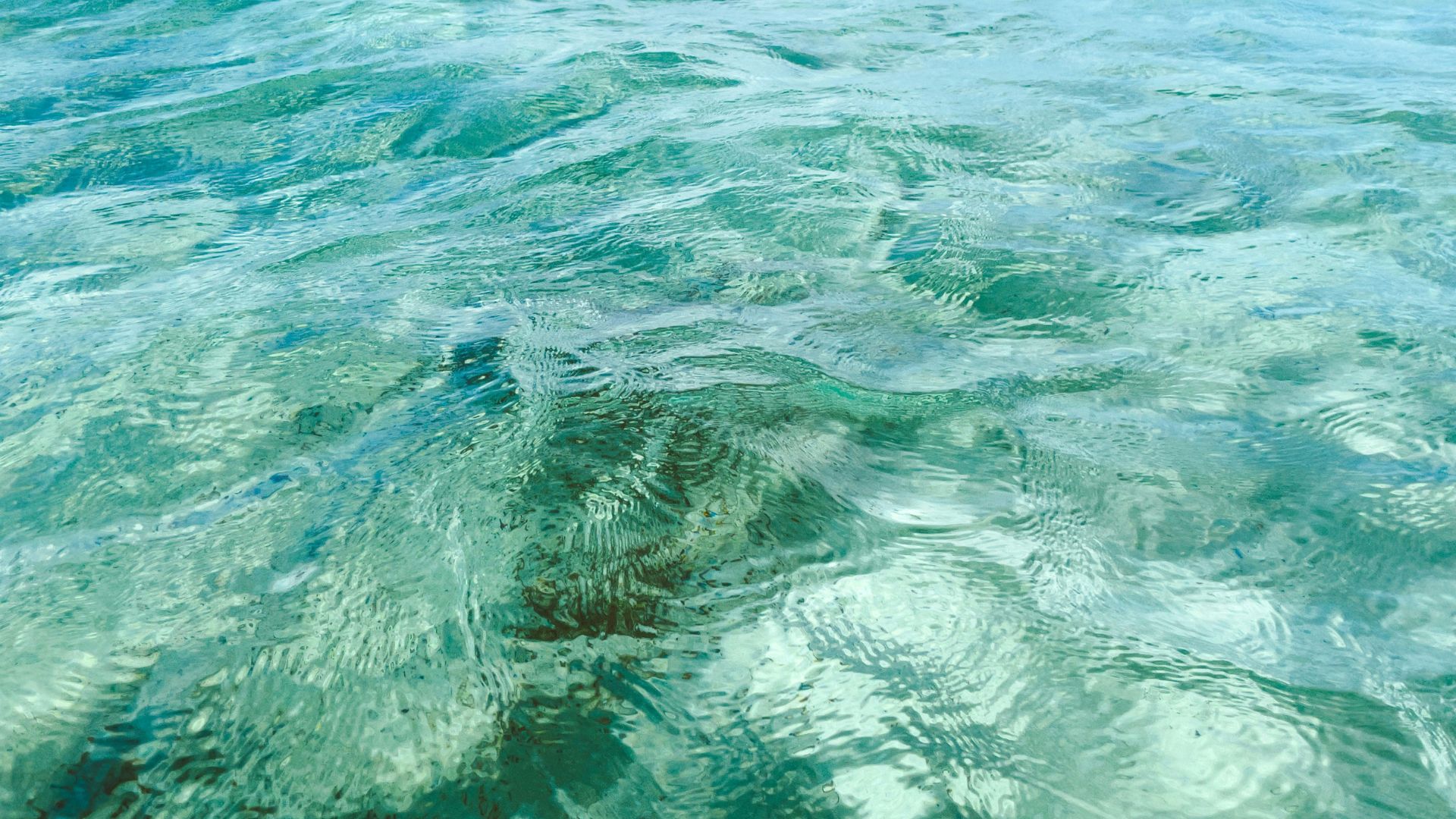Image shows blue-green water of Porto Cesareo, Italy.
