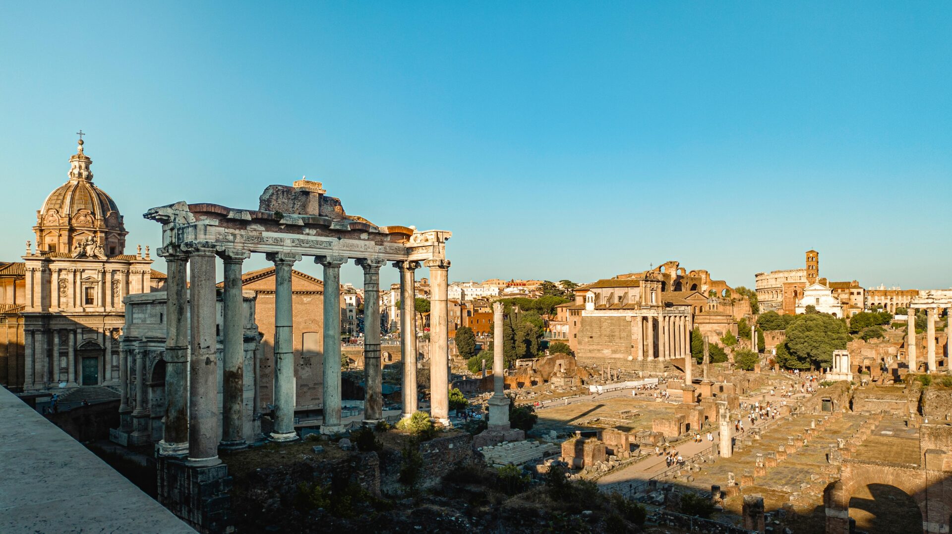 Roman Forum Ruins at Sunset in Rome, Italy