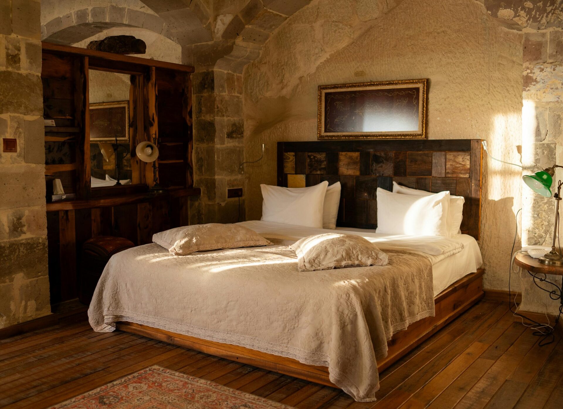 Rustic bedroom - stone house interiors