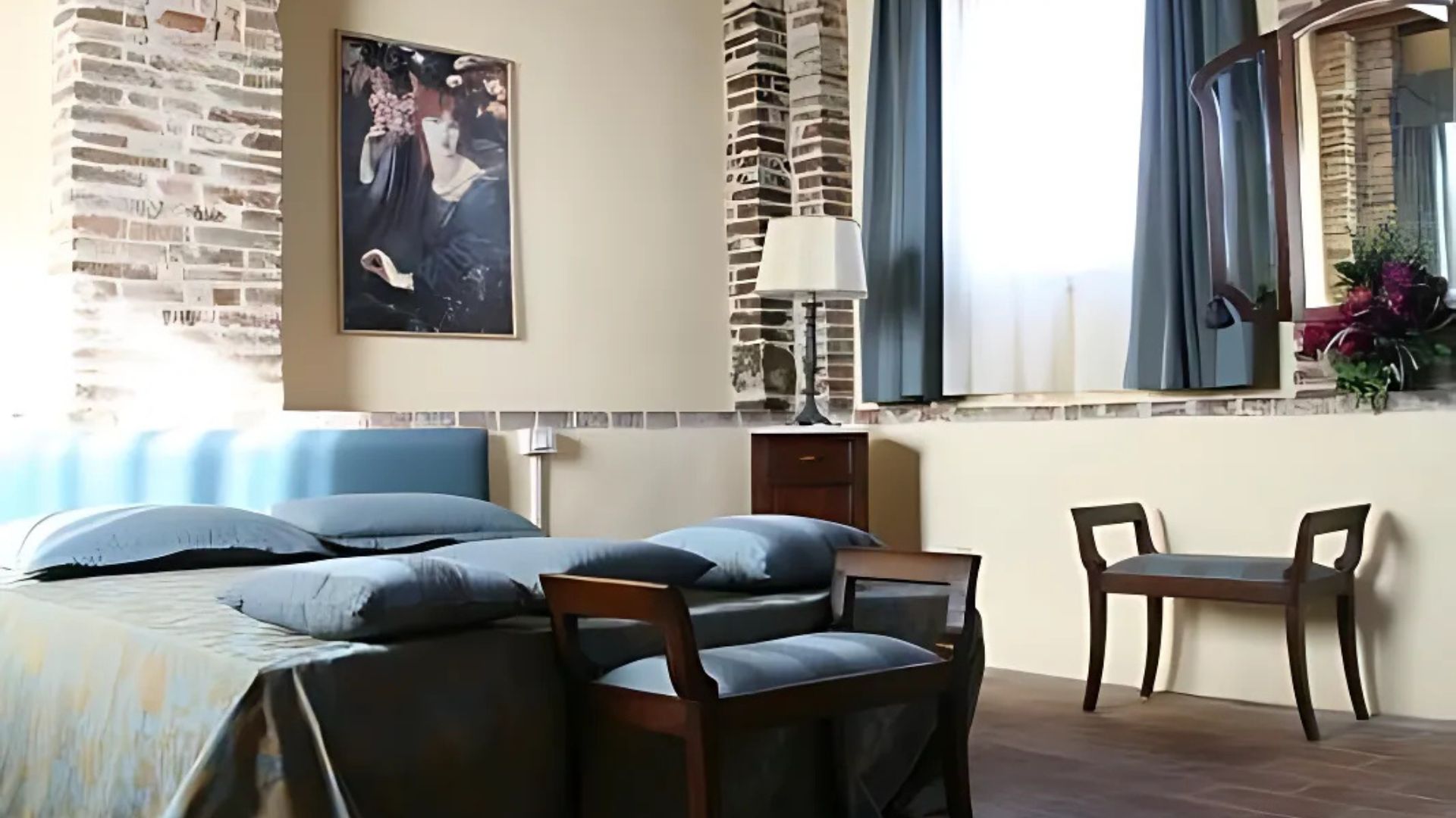 Image shows the interior from the Casa Vacanze Antica Torre Medioevale d'Uguccione featuring the bedroom. 