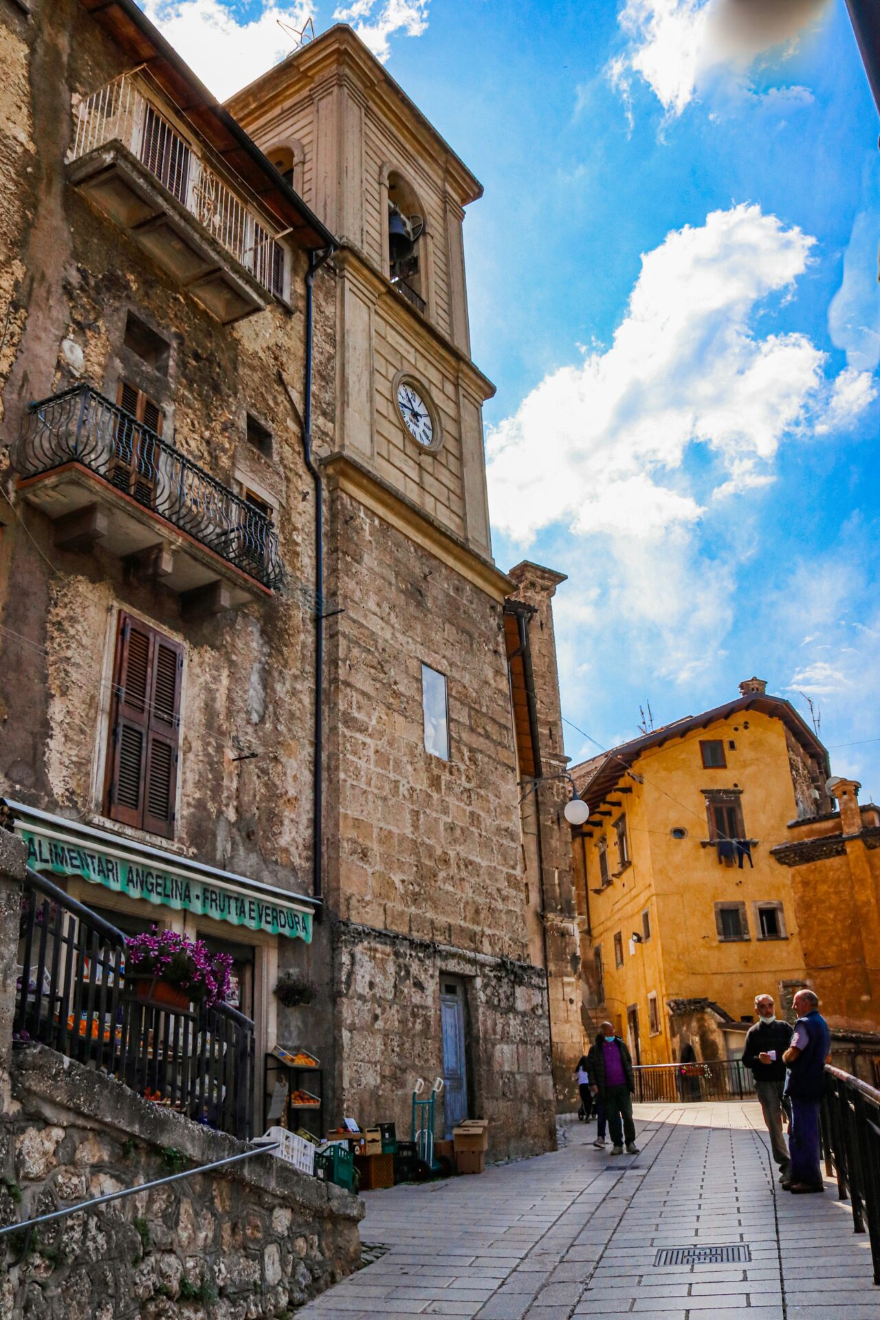 Narrow cobblestone street in Scanno, Italy