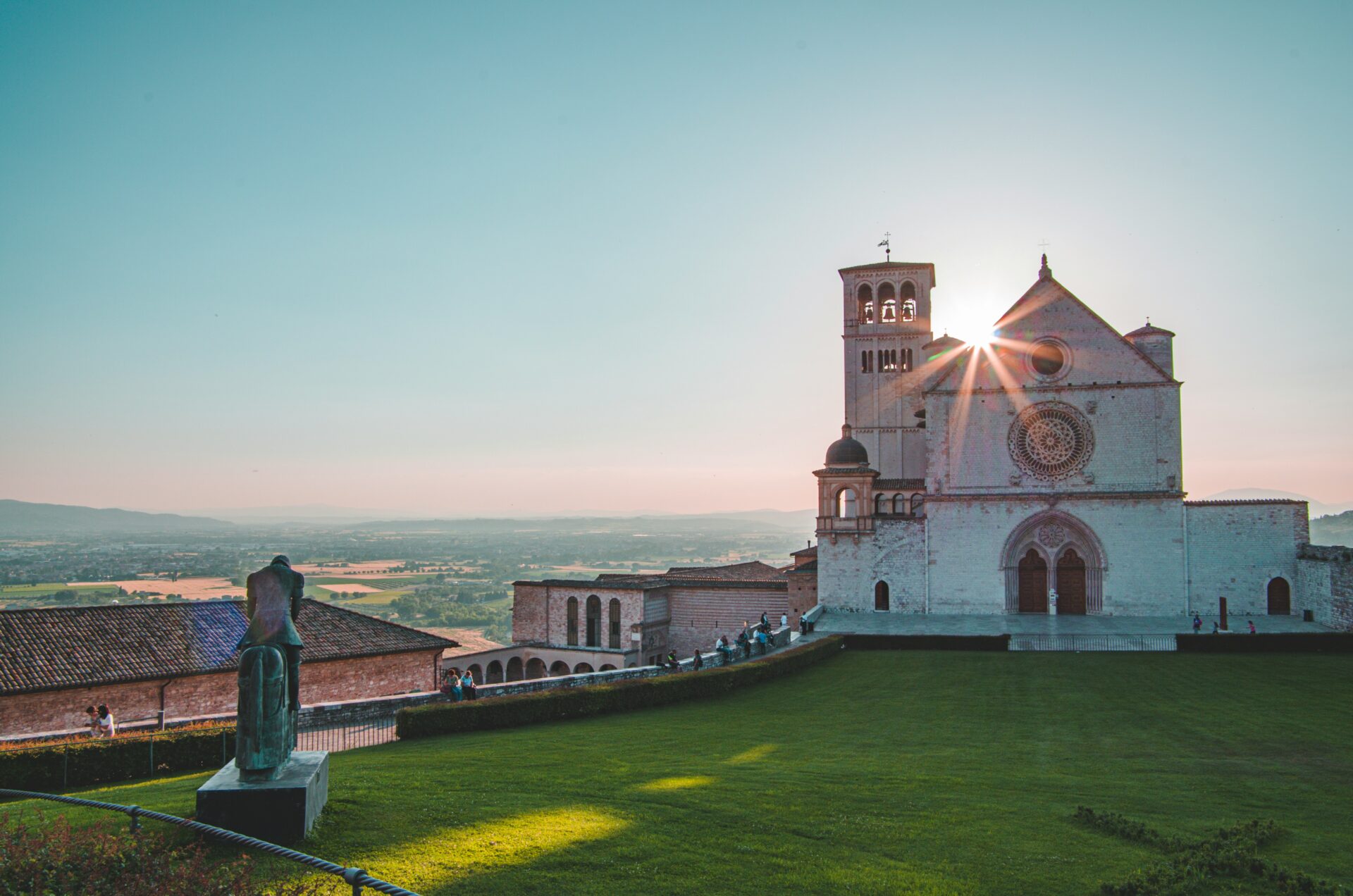 Scenic view around the Basilica of Saint Francis of Assisi in Umbria, Italy